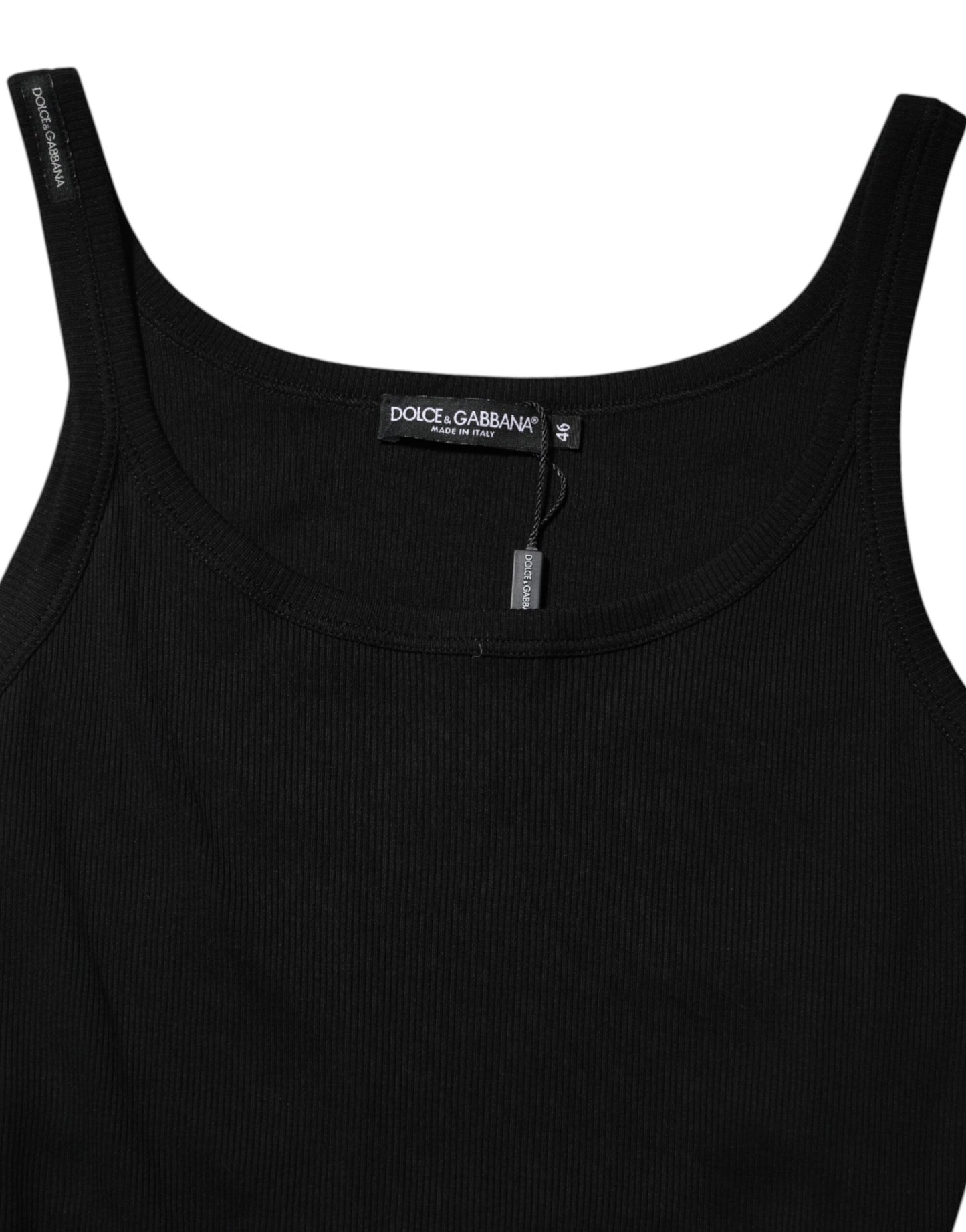 Dolce & Gabbana Black Cotton Sleeveless Women Tank Top Dolce & Gabbana