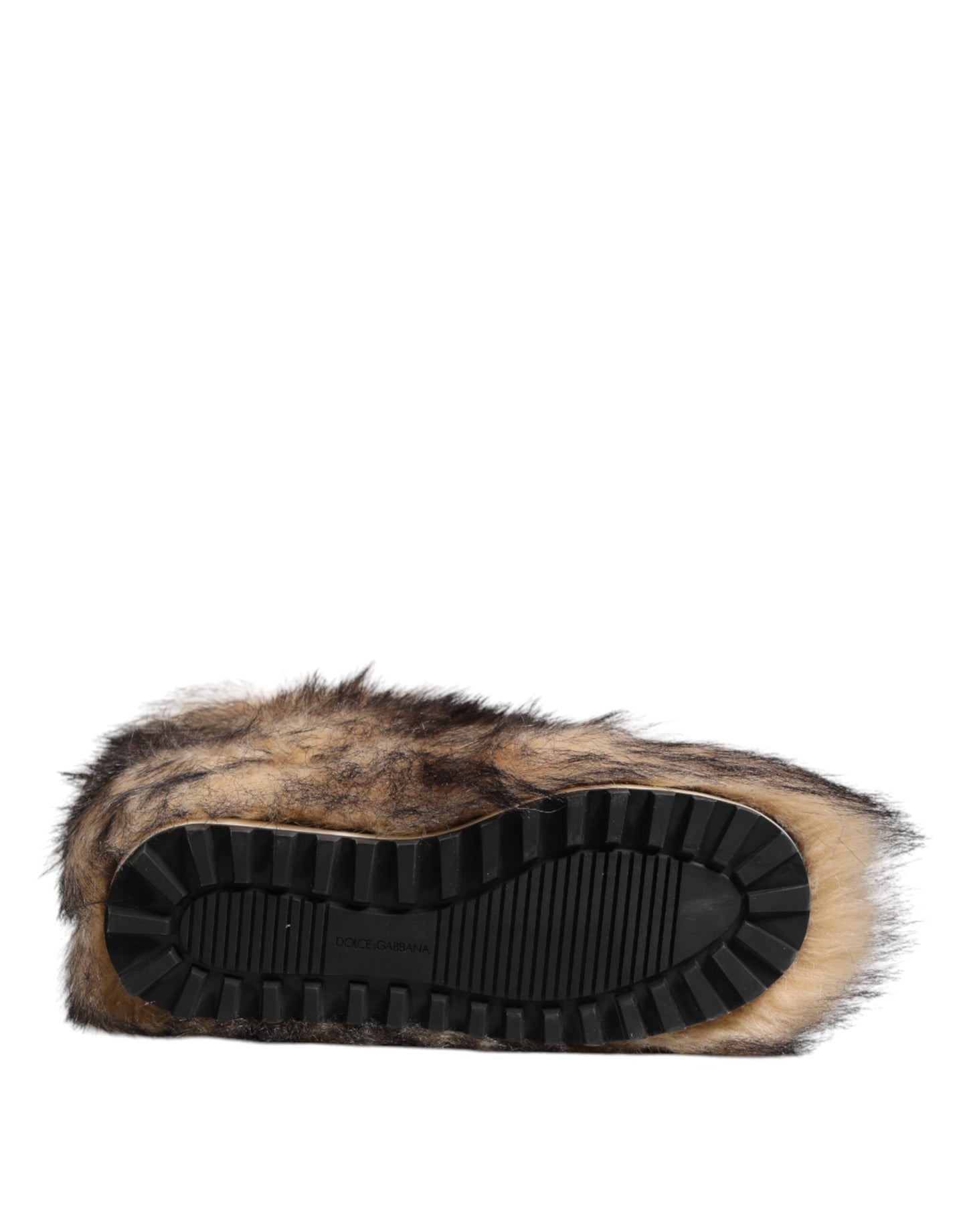 Dolce & Gabbana Brown Faux Skim Ski Fur Men Short Boots Shoes Dolce & Gabbana