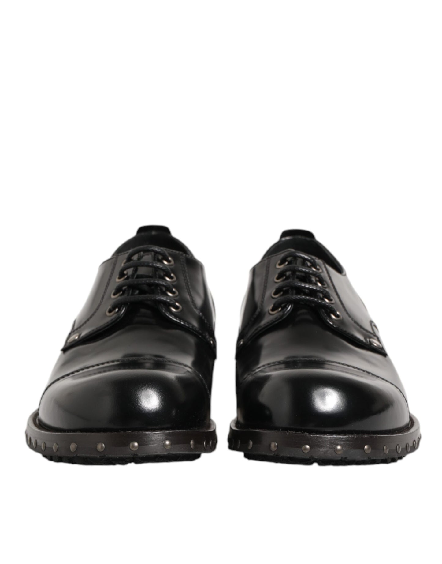 Dolce & Gabbana Black Leather Studded Men Formal Derby Shoes Dolce & Gabbana