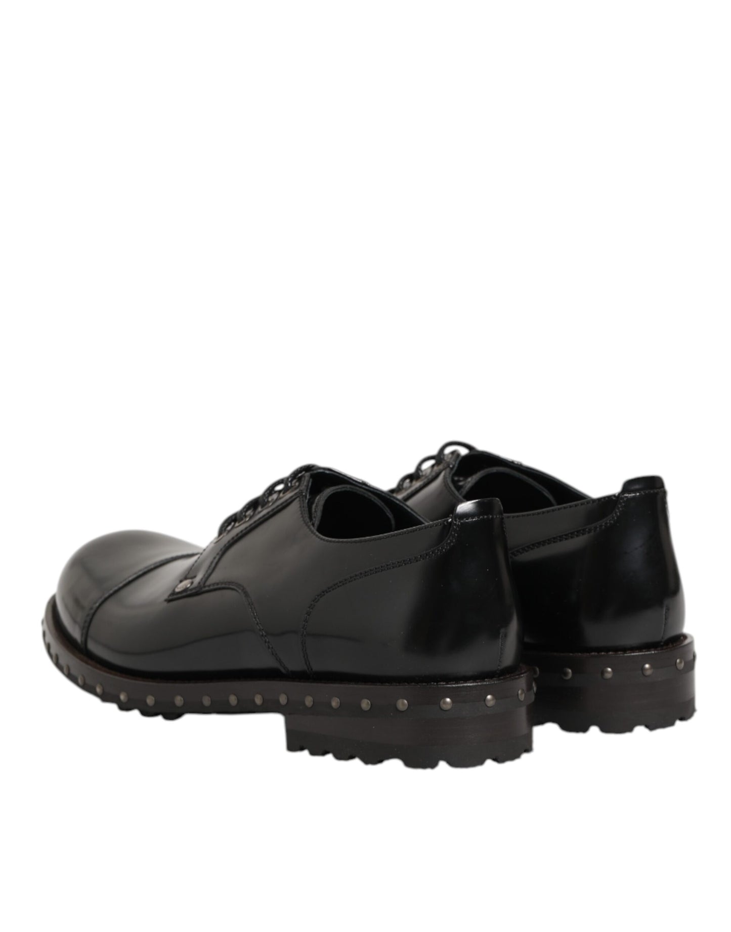 Dolce & Gabbana Black Leather Studded Men Formal Derby Shoes Dolce & Gabbana
