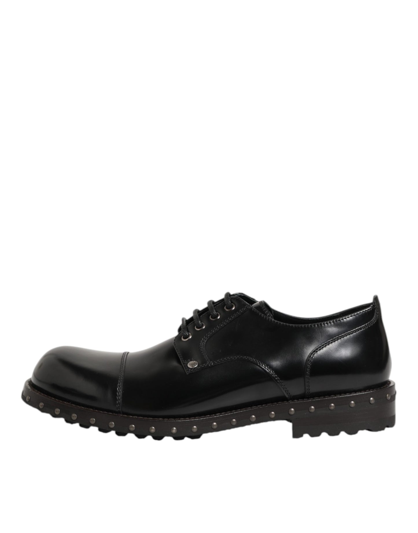 Dolce & Gabbana Black Leather Studded Men Formal Derby Shoes Dolce & Gabbana