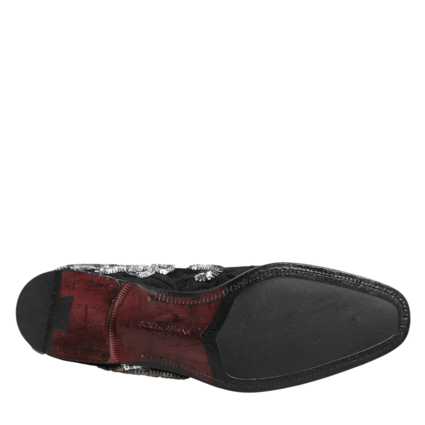 Dolce & Gabbana Black Silver Sequined Loafers Men Dress Shoes