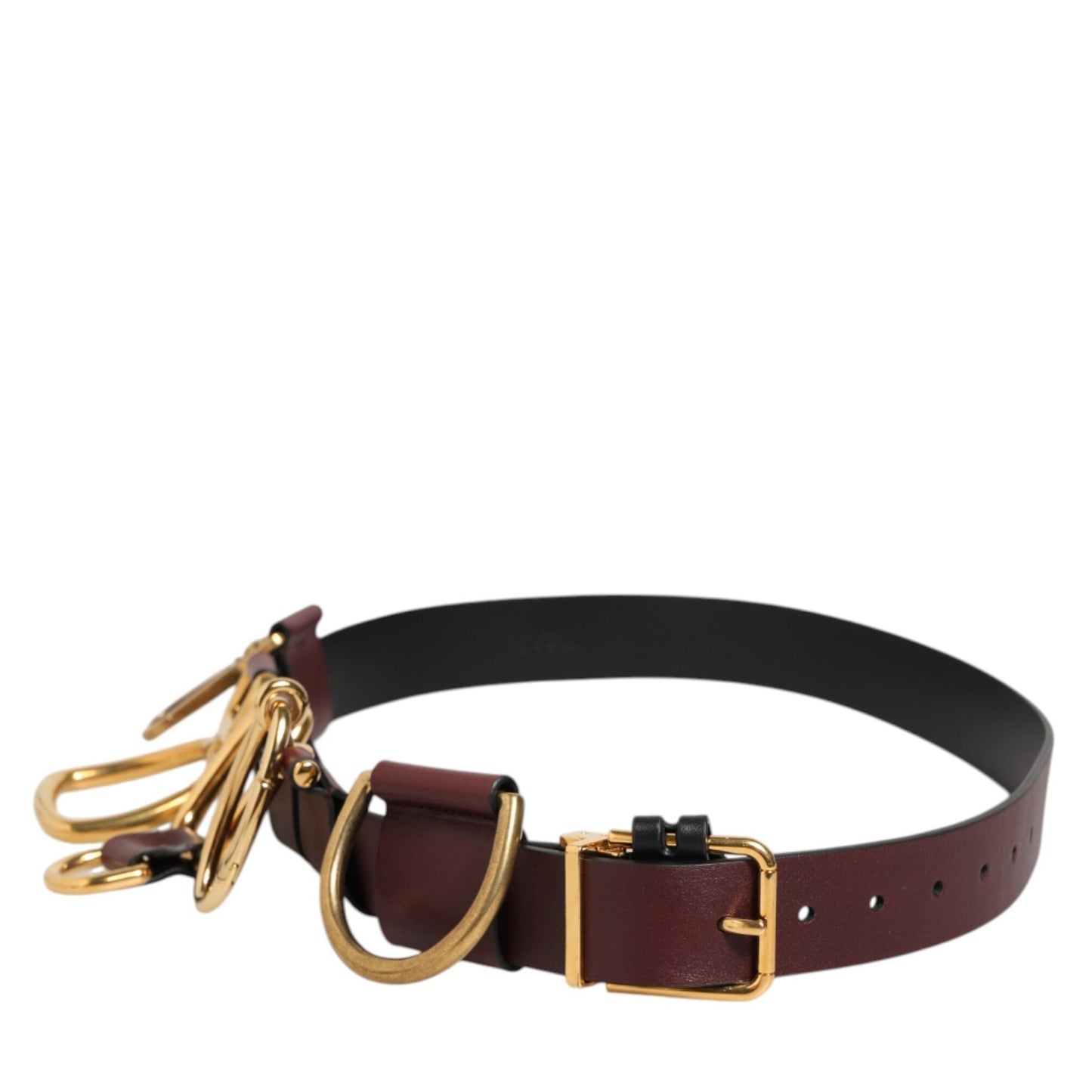 Dolce & Gabbana Brown Key Ring Clip Attachments Buckle Belt
