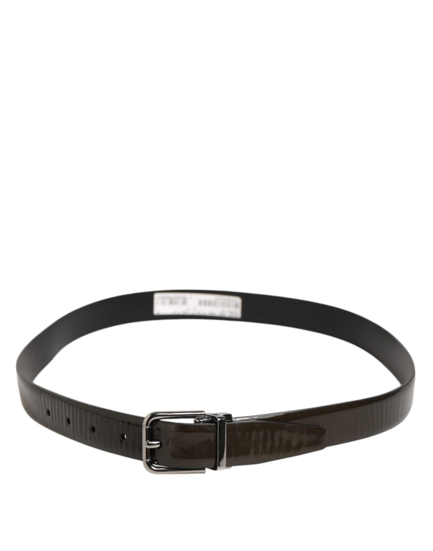 Dolce & Gabbana Brown Glossy Leather Classic Metal Buckle Belt