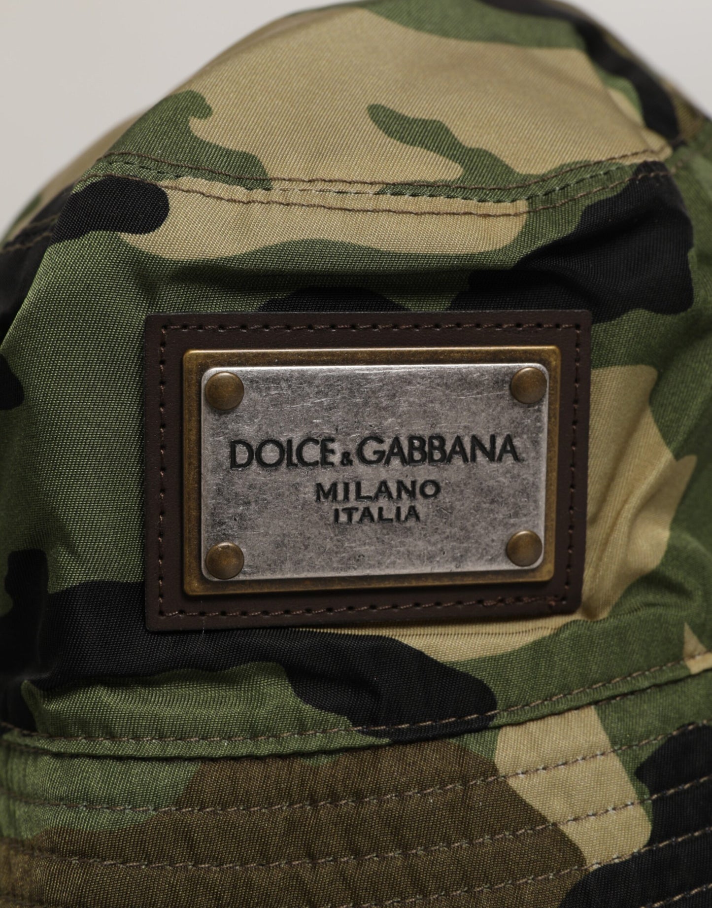 Dolce & Gabbana Green Camouflage Polyamide Logo Bucket Cap Hat Dolce & Gabbana