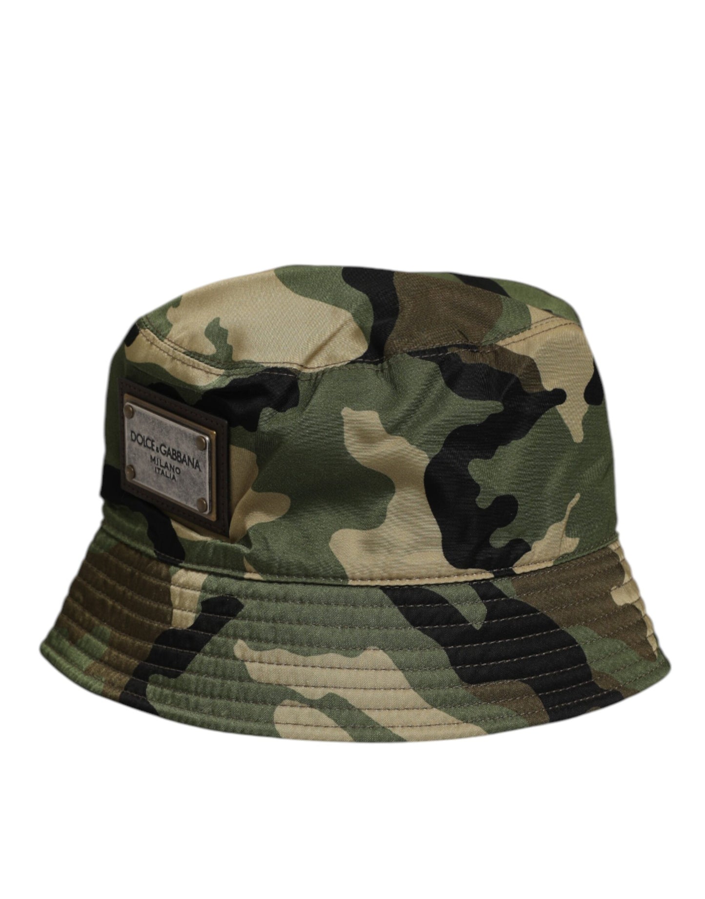 Dolce & Gabbana Green Camouflage Polyamide Logo Bucket Cap Hat Dolce & Gabbana