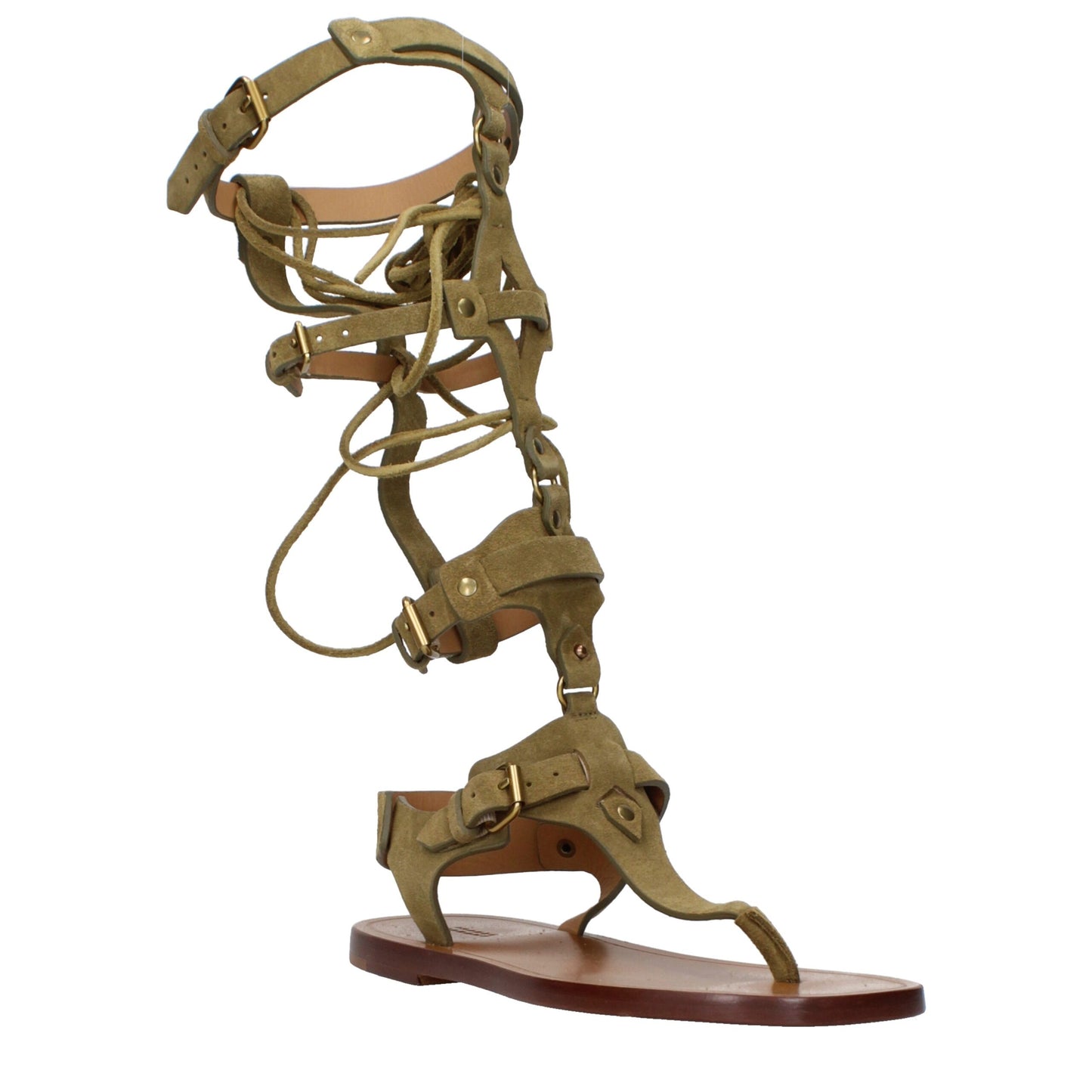 Isabel Marant Gray Leather Flip-Flop Sandals