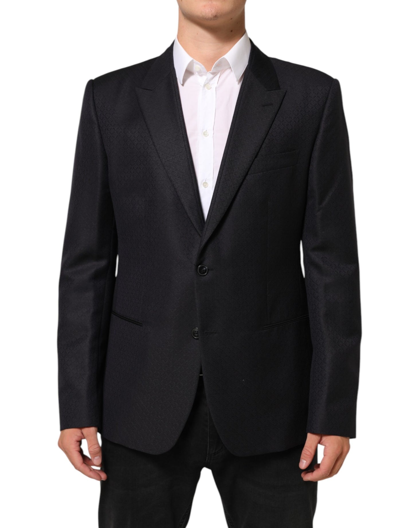 Dolce & Gabbana Black Wool 2 Buttons Suit Jacket Men Blazer Dolce & Gabbana