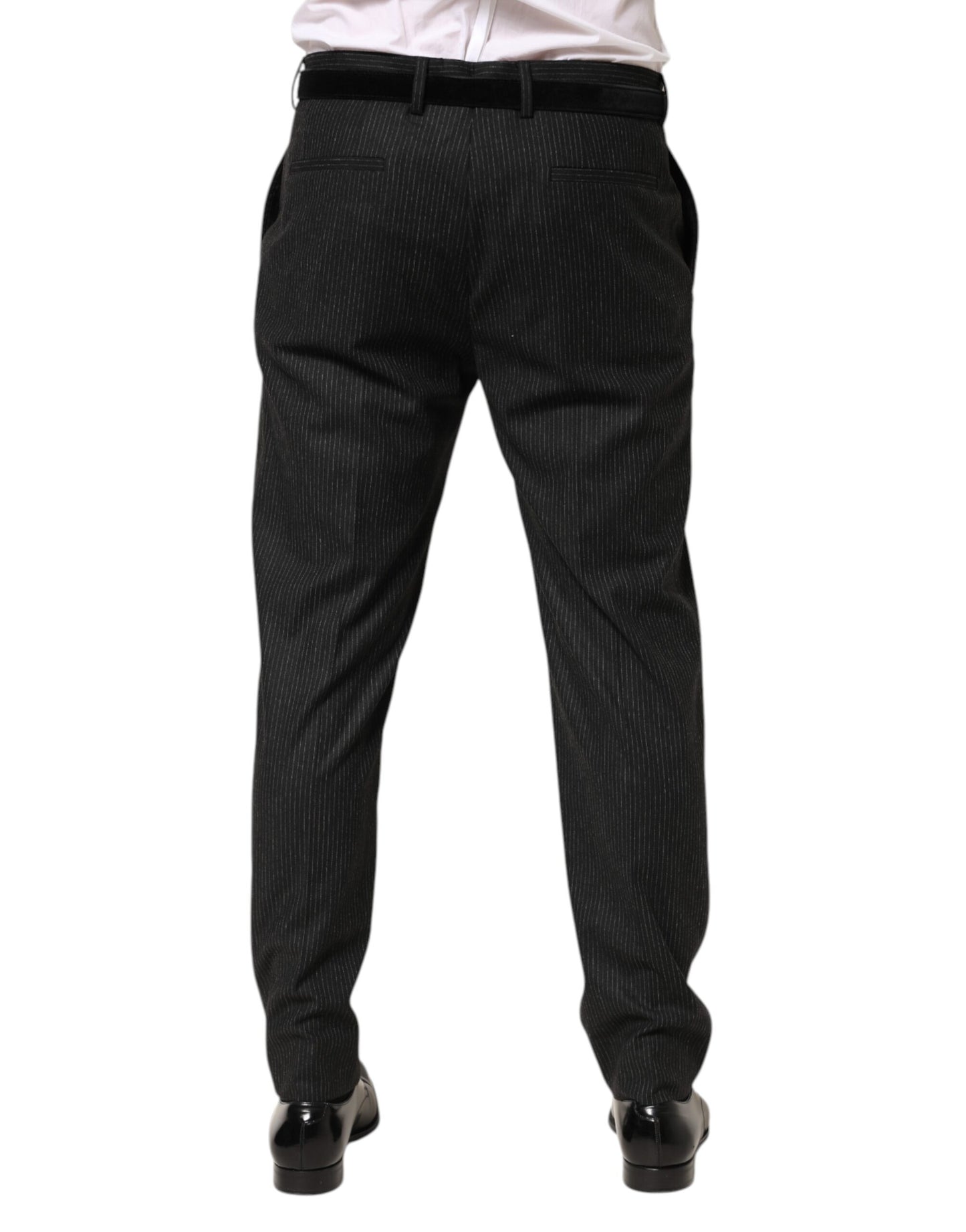 Dolce & Gabbana Black Cotton Mid Waist Dress Trouser Pants Dolce & Gabbana