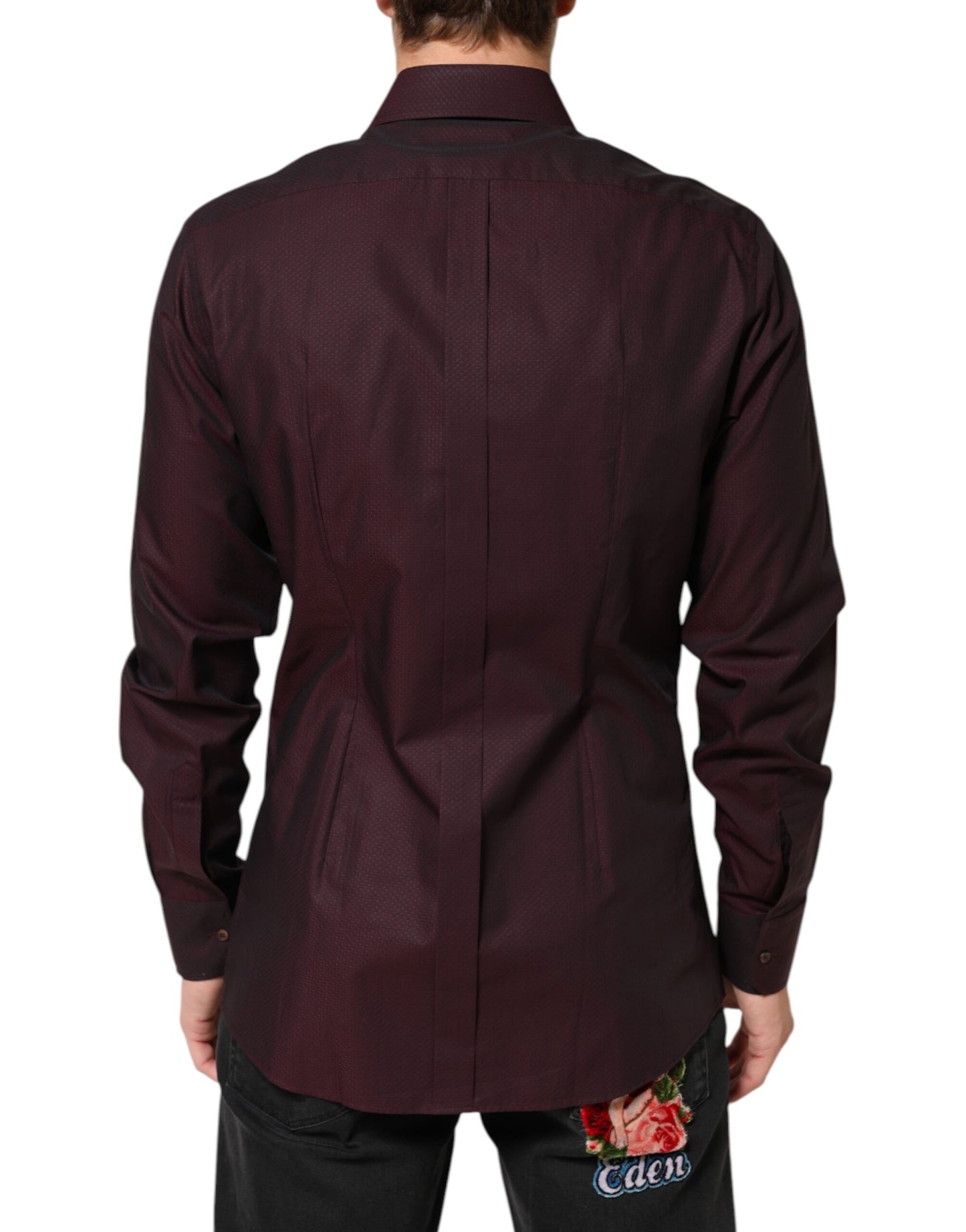 Dolce & Gabbana Violet GOLD Cotton Collared Dress Formal Shirt Dolce & Gabbana