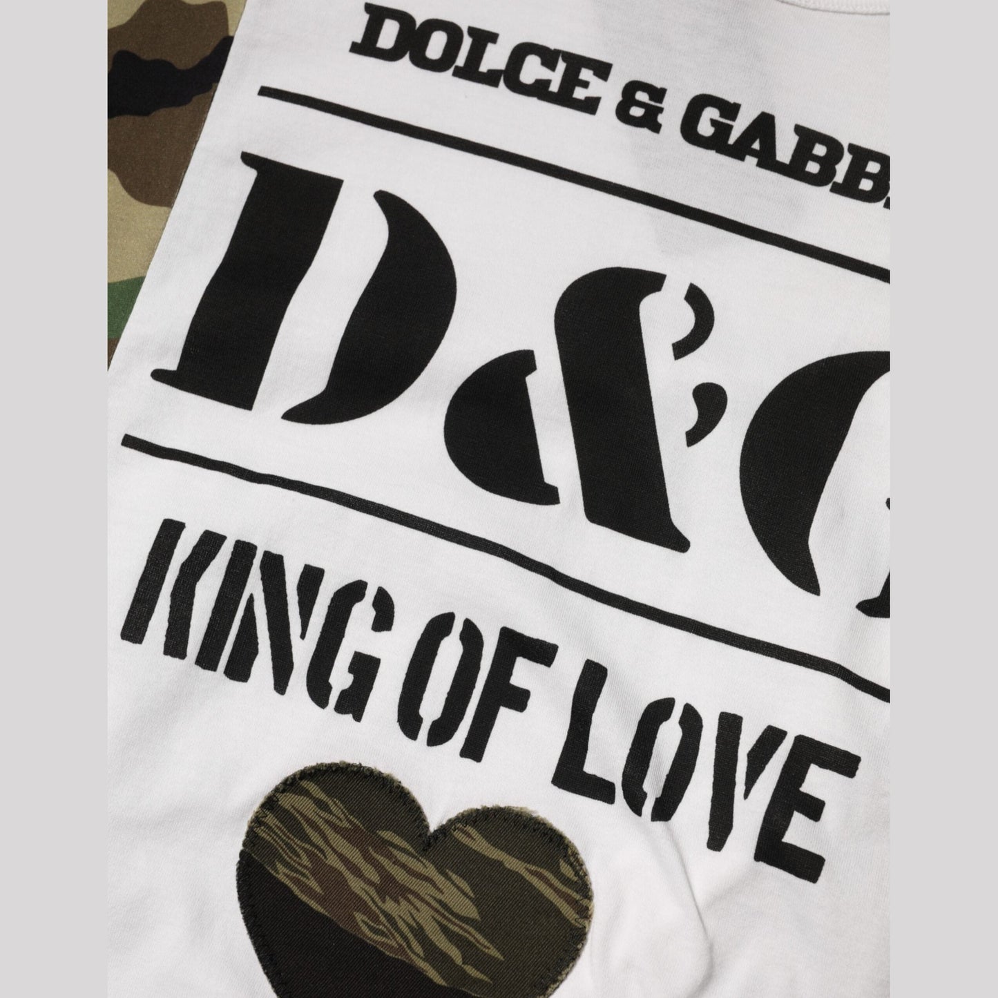 Dolce & Gabbana White Logo Camouflage Crew Neck Men T-shirt
