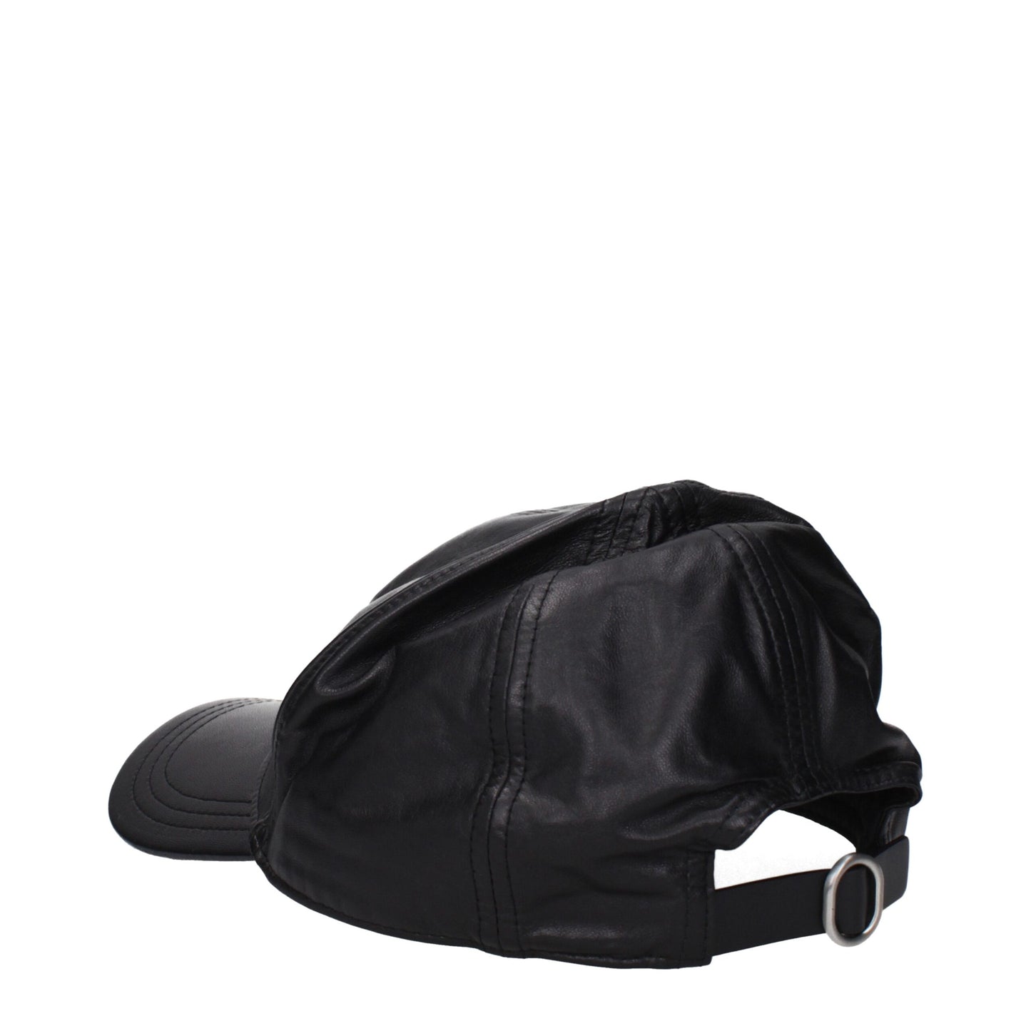 Jil Sander Black Leather Cap Baseball Hat