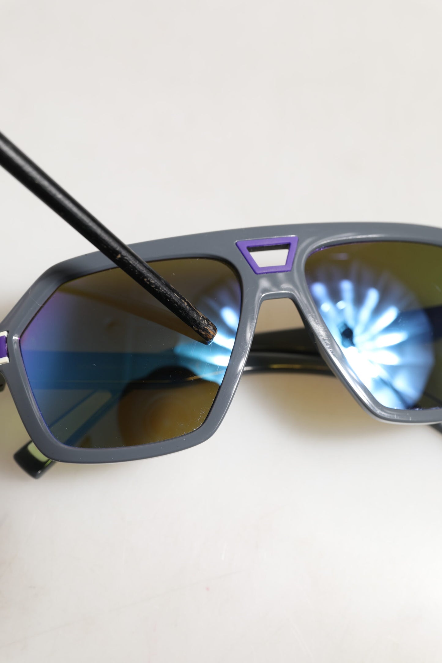 Dolce & Gabbana Blue Acetate Aviator Shades Eyewear Sunglasses