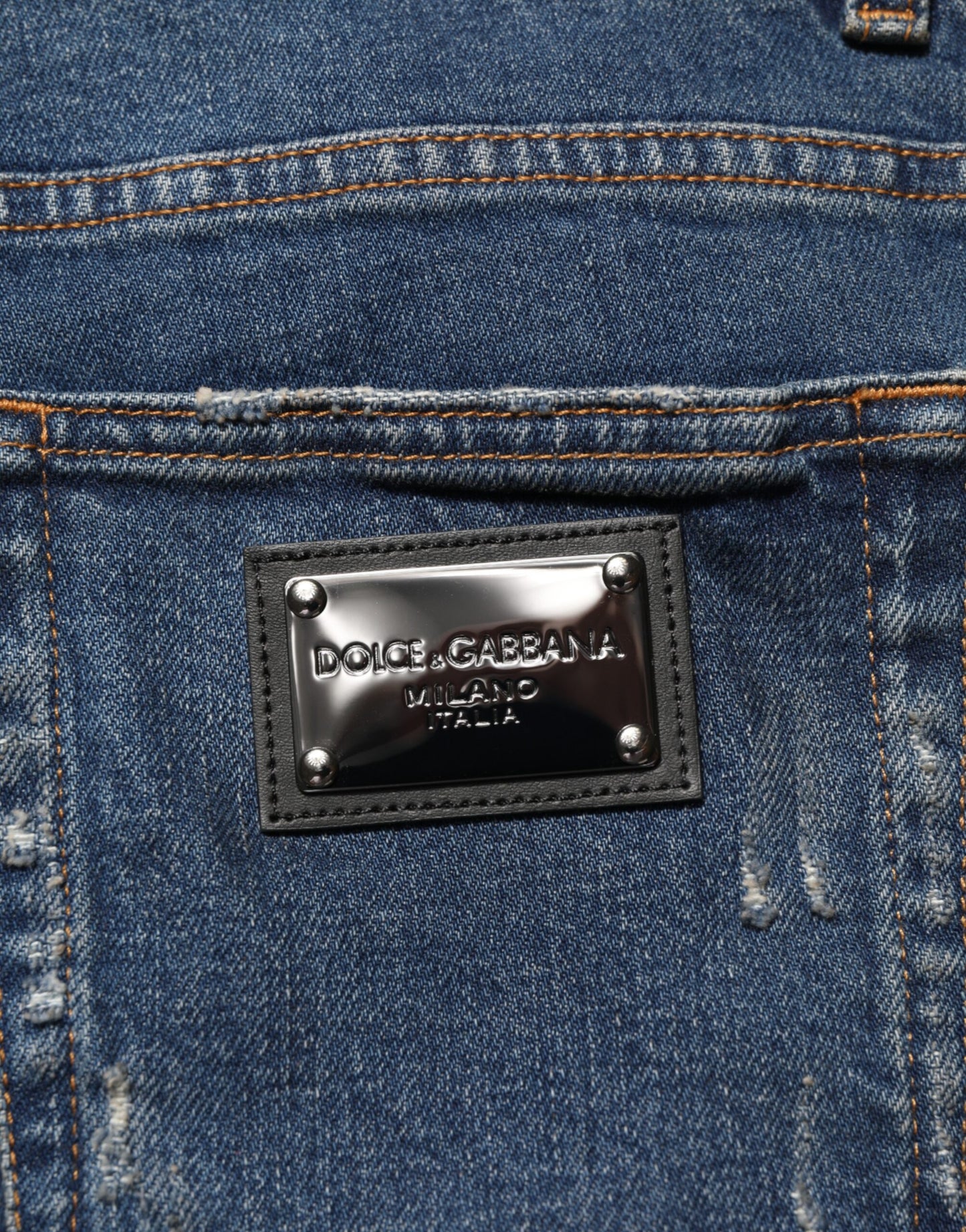 Dolce & Gabbana Blue Tattered Cotton Skinny Men Denim Jeans Dolce & Gabbana