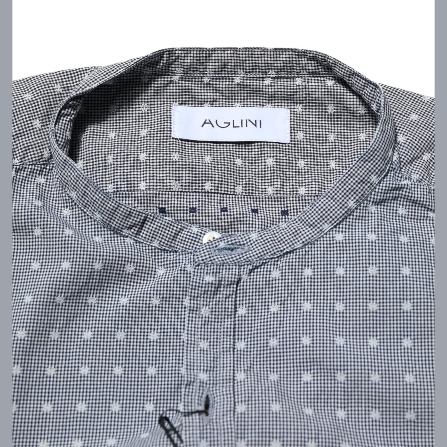 AGLINI Gray Polka Dot Cotton Button Down Long Sleeves Shirt