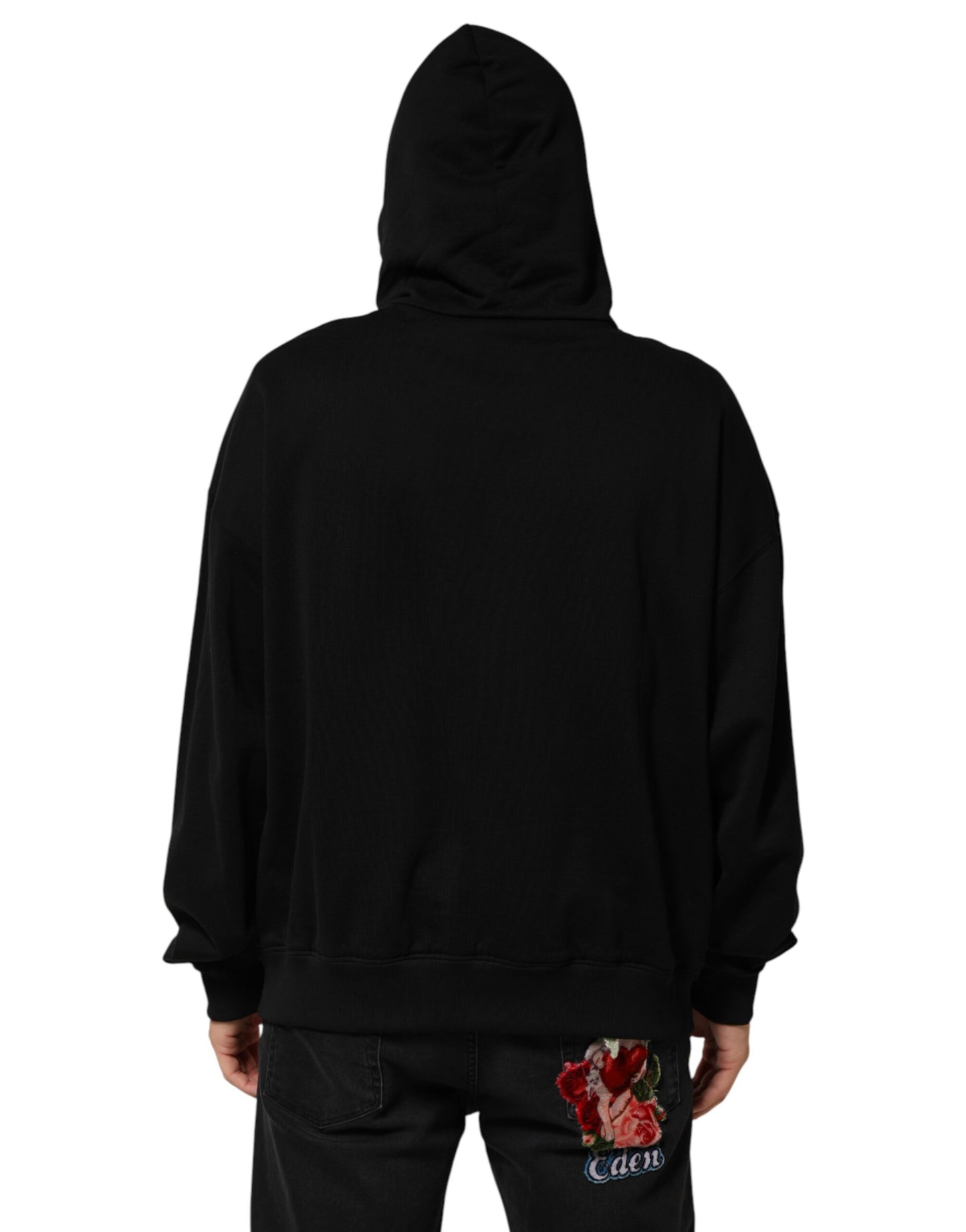Dolce & Gabbana Black Printed Hooded Men Sweatshirt Sweater Dolce & Gabbana