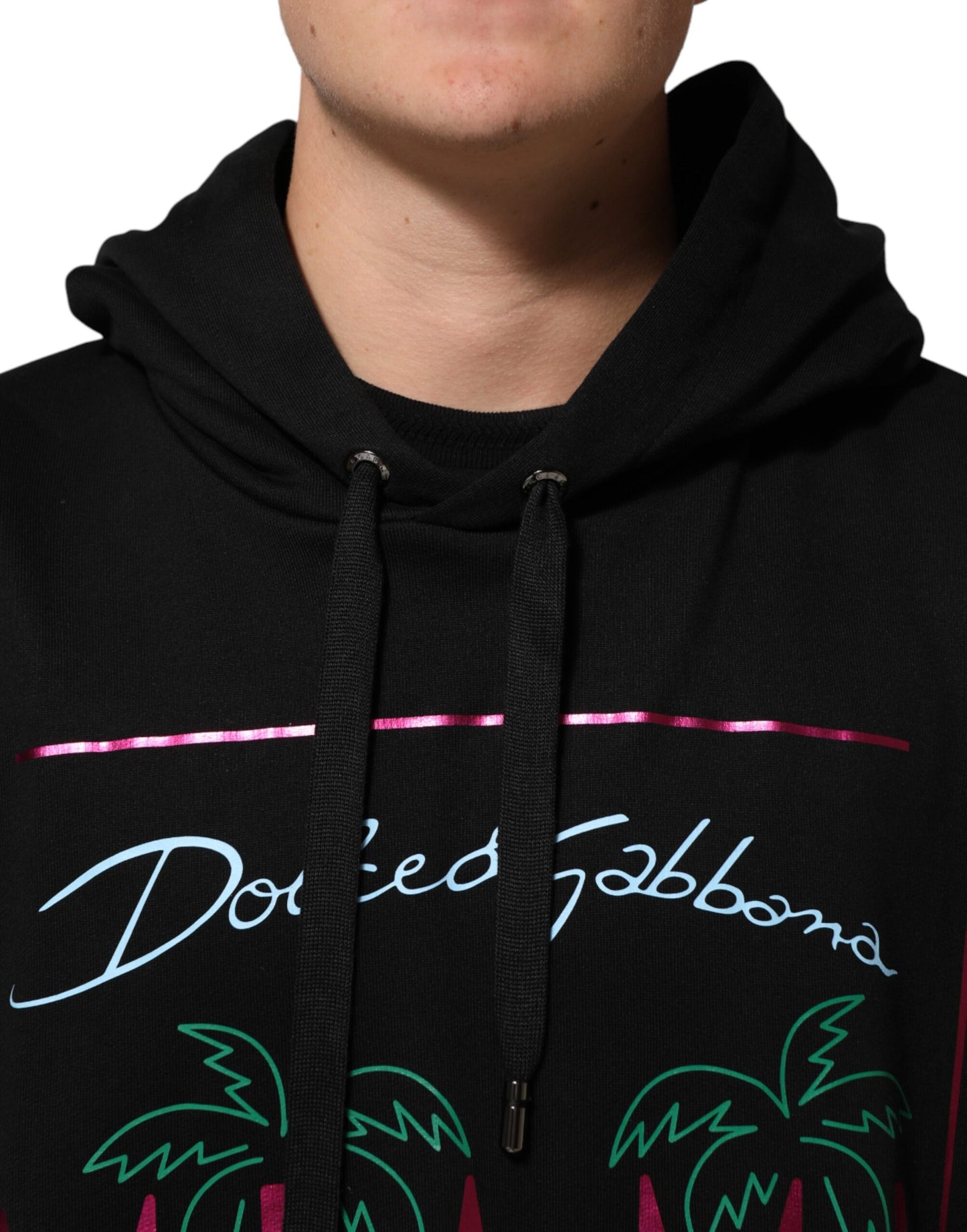 Dolce & Gabbana Black Printed Hooded Men Sweatshirt Sweater Dolce & Gabbana