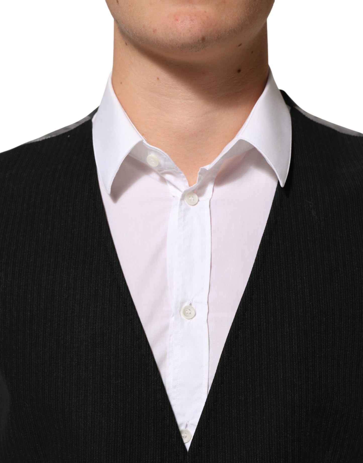 Dolce & Gabbana Black Cotton Waistcoat Dress Men Formal Vest Dolce & Gabbana