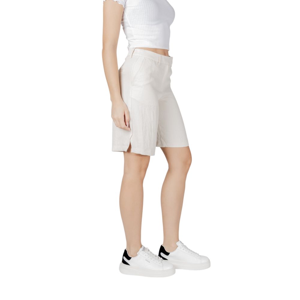 Vila Clothes Beige Viscose Bermuda Shorts Vila Clothes