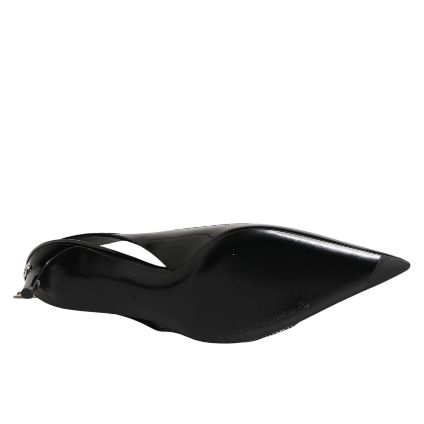 Dolce & Gabbana Black Zipper Leather Heels Slingbacks Shoes