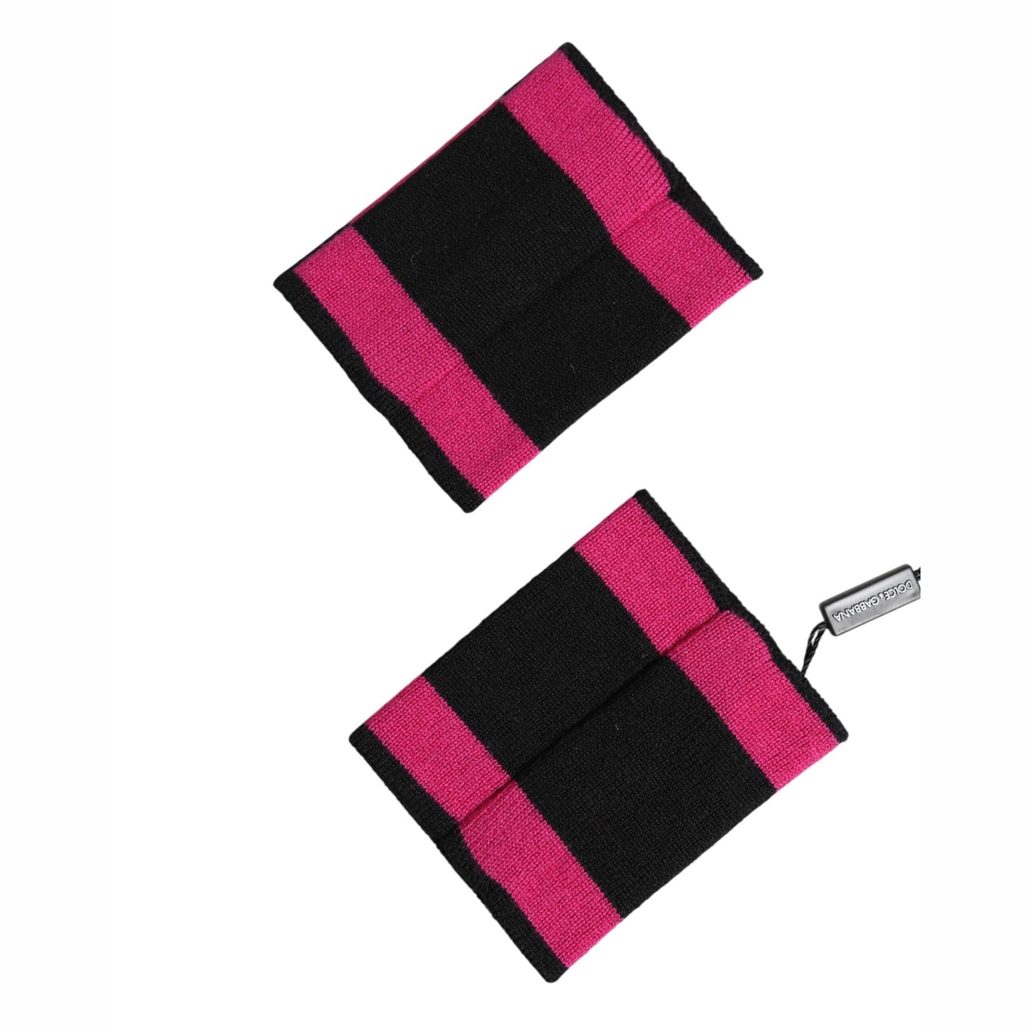Dolce & Gabbana Black Pink DG Logo Cashmere 1 Pair Wristband