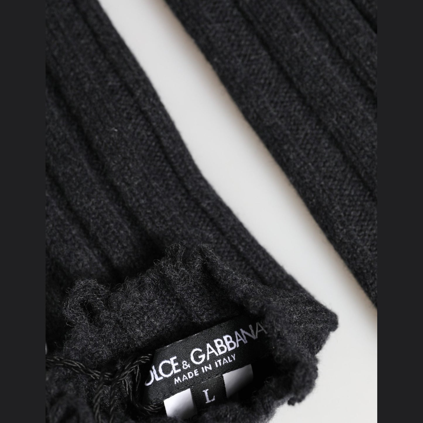 Dolce & Gabbana Black Virgin Wool Knitted Fingerless Gloves