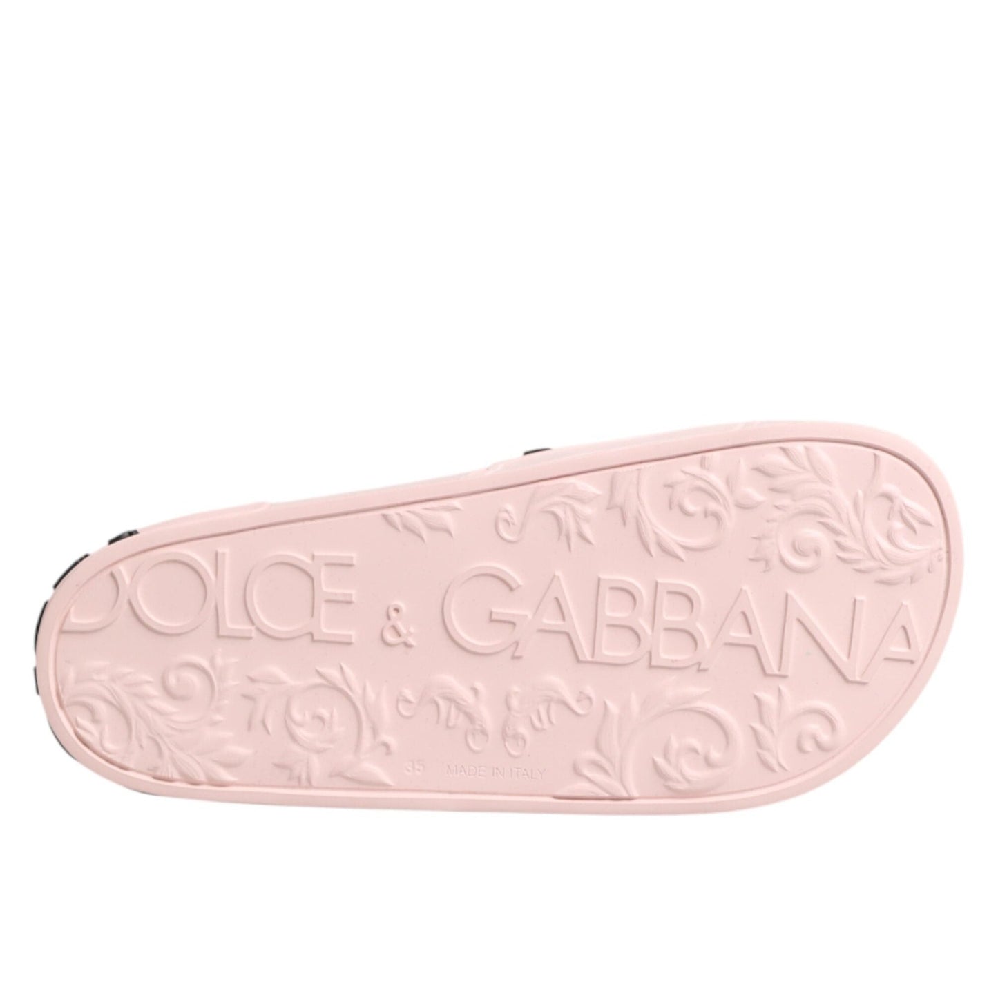 Dolce & Gabbana Pink Rubber Slides Sandals Beachwear Shoes