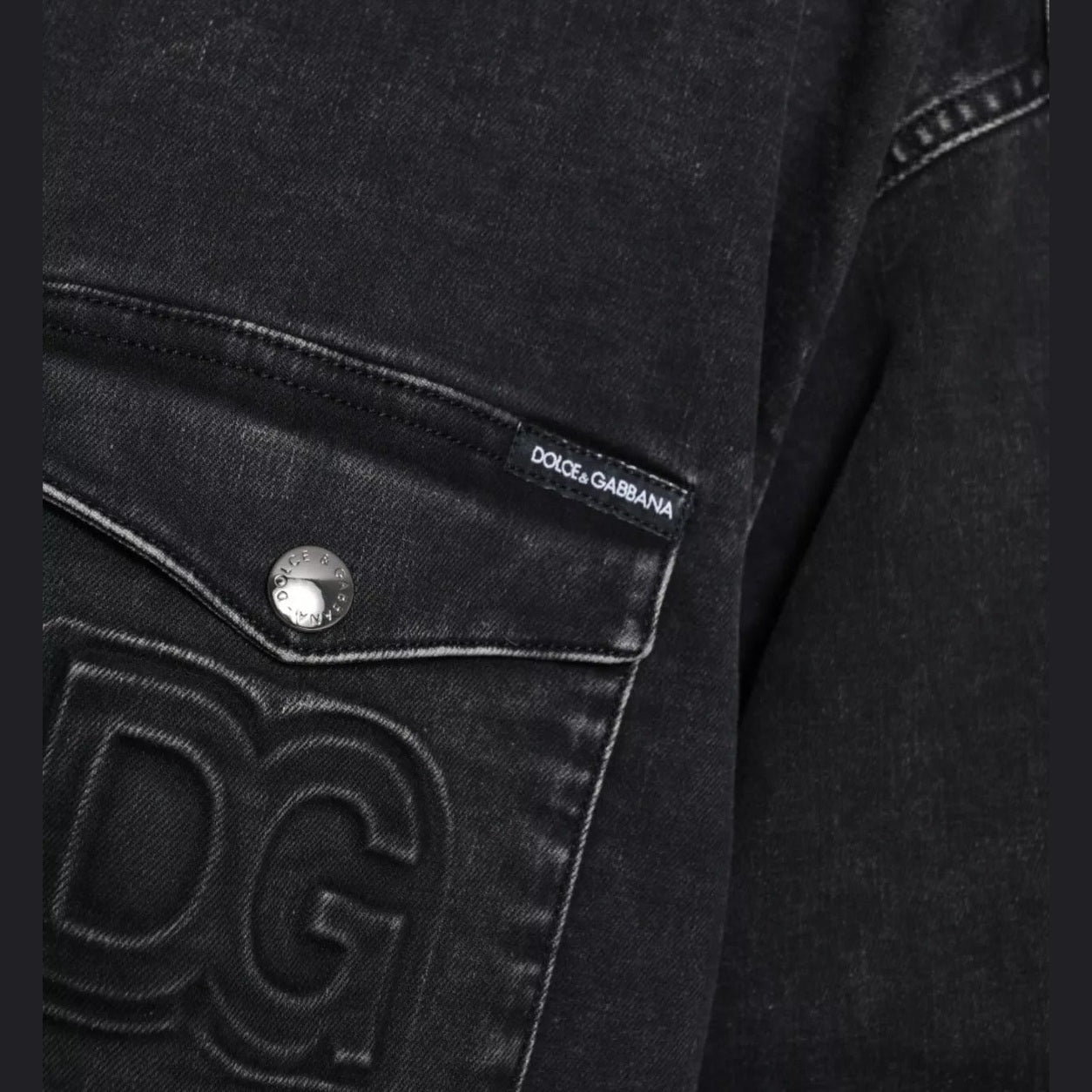 Dolce & Gabbana Black Cotton Long Sleeve Denim Casual Shirt