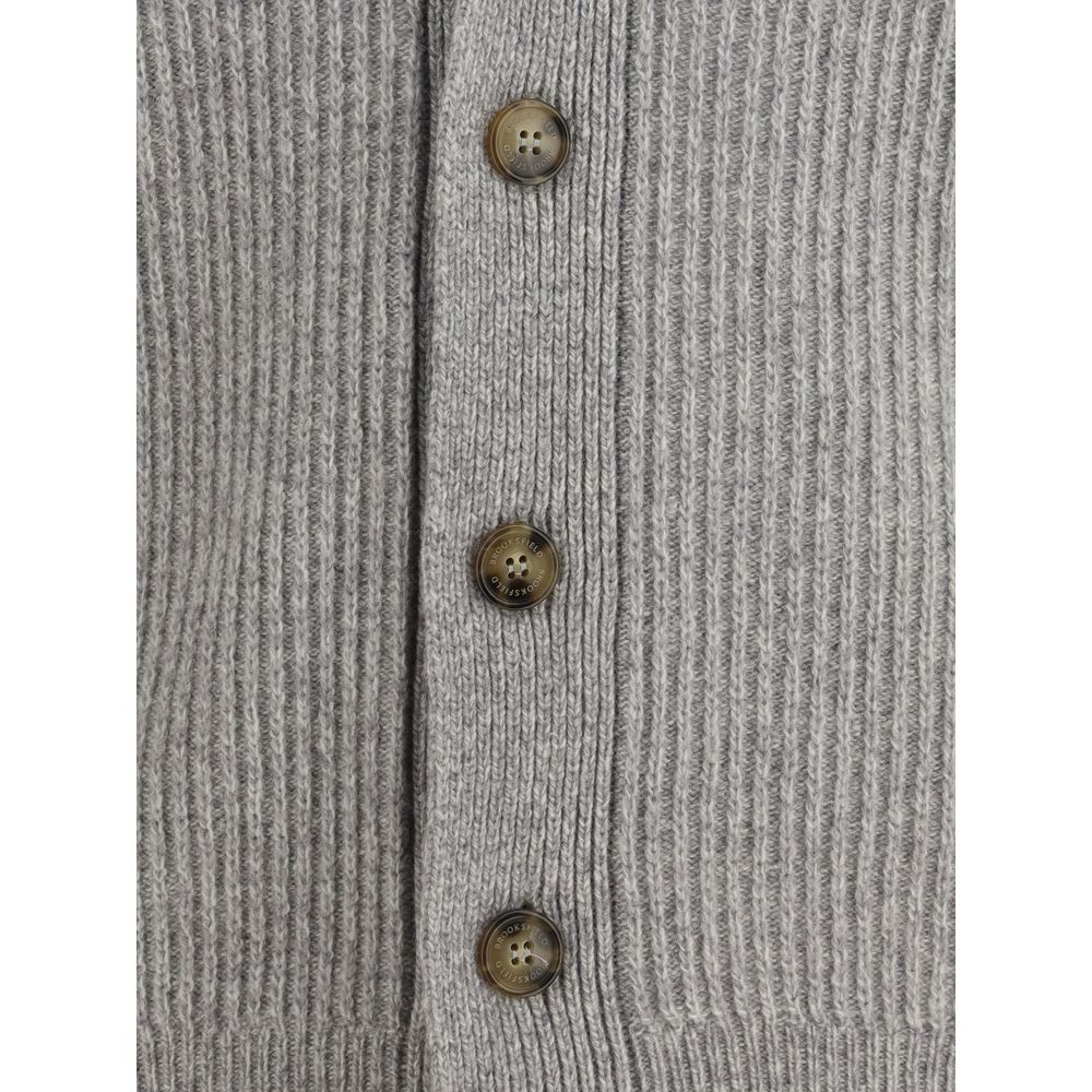 Brooksfield Gray Fleece Wool Cardigan Brooksfield
