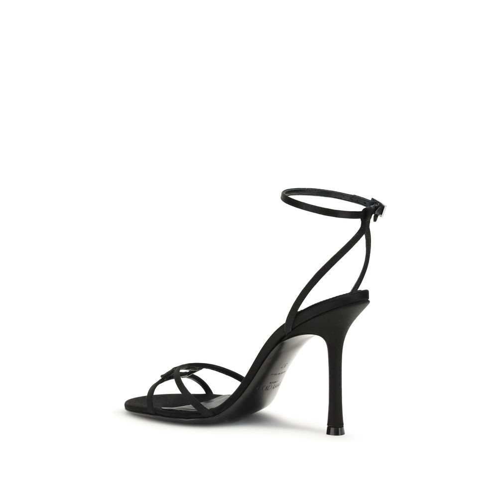 Jimmy Choo Black Calf Leather Bos Taurus Stiletto Heel Sandals