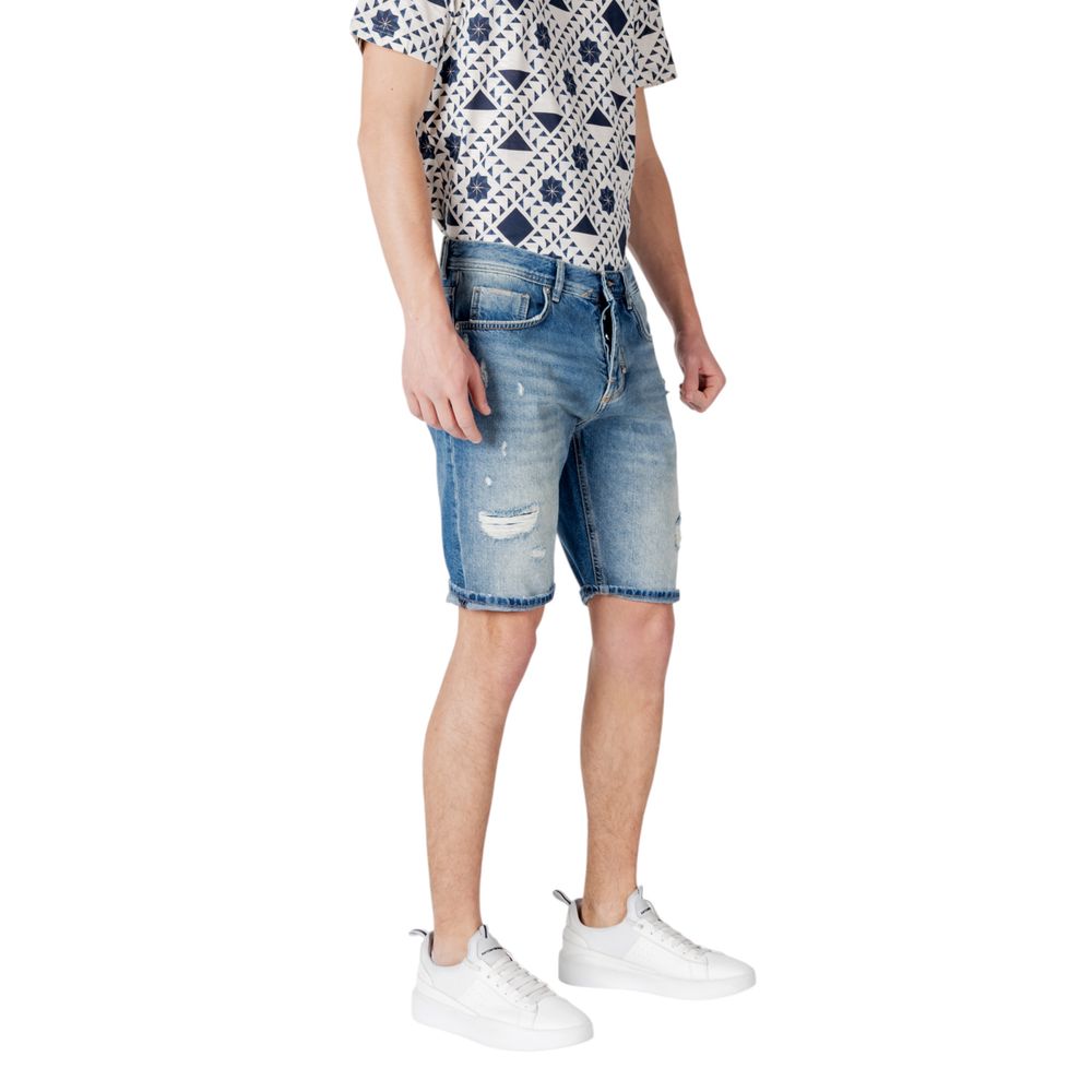 Antony Morato Blue Cotton Bermuda Shorts Antony Morato