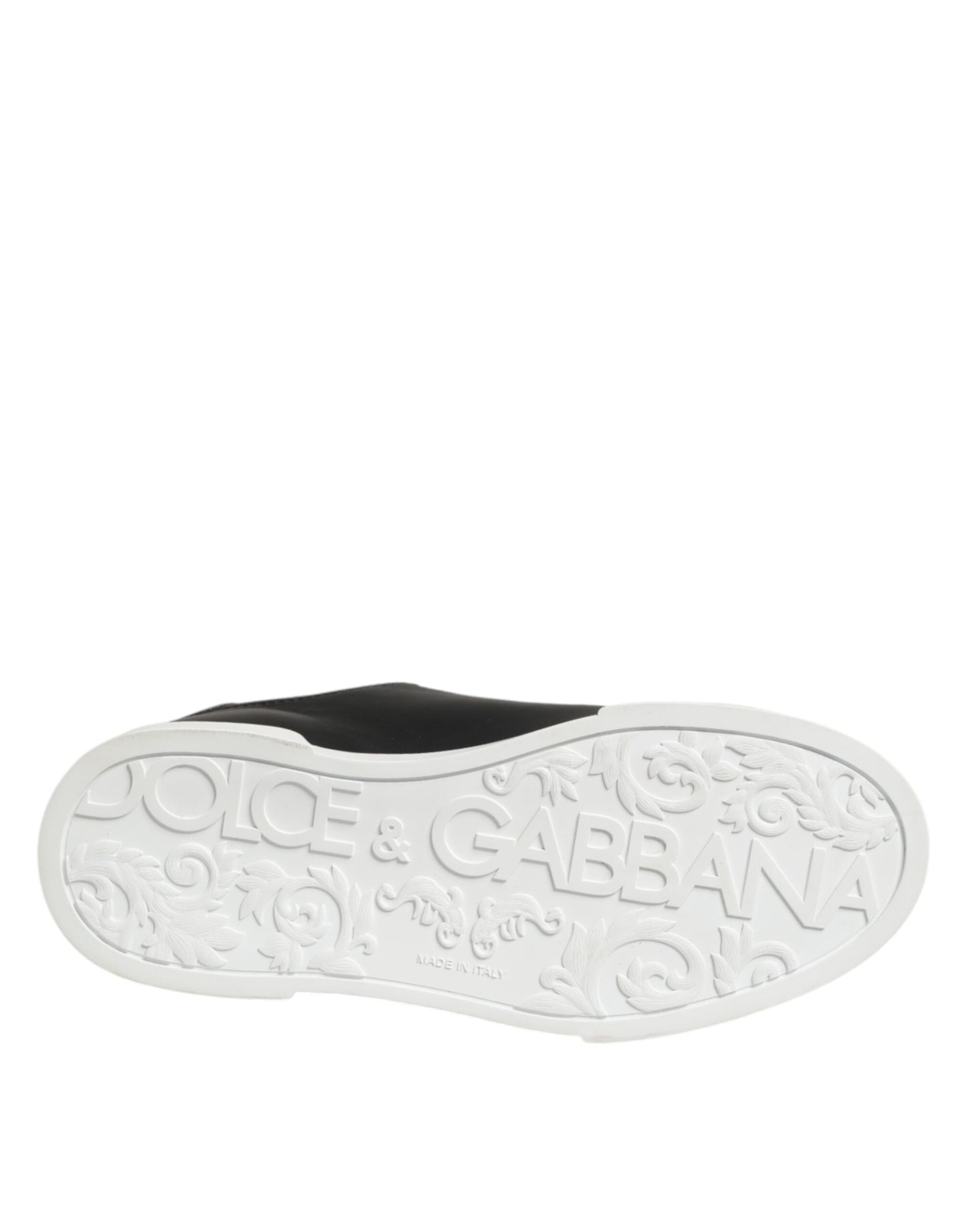 Dolce & Gabbana Black Leather Heart Embellished Sneakers Shoes Dolce & Gabbana