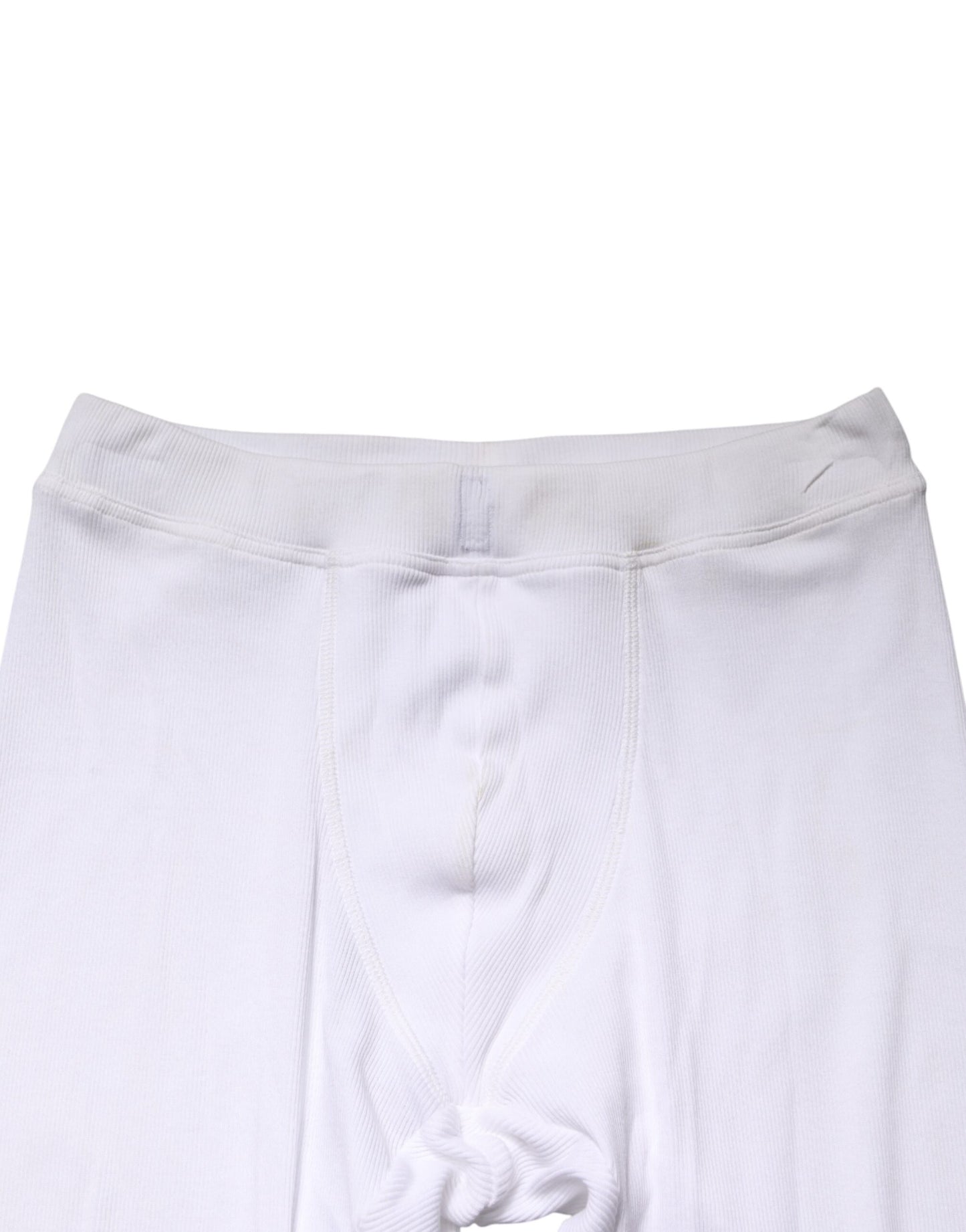 Dolce & Gabbana White Cotton Mid Waist Tights Leggings Pants Dolce & Gabbana