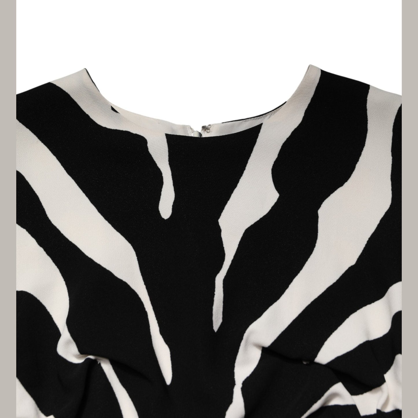 Dolce & Gabbana Black White Zebra Viscose Sheath Midi Dress Dolce & Gabbana