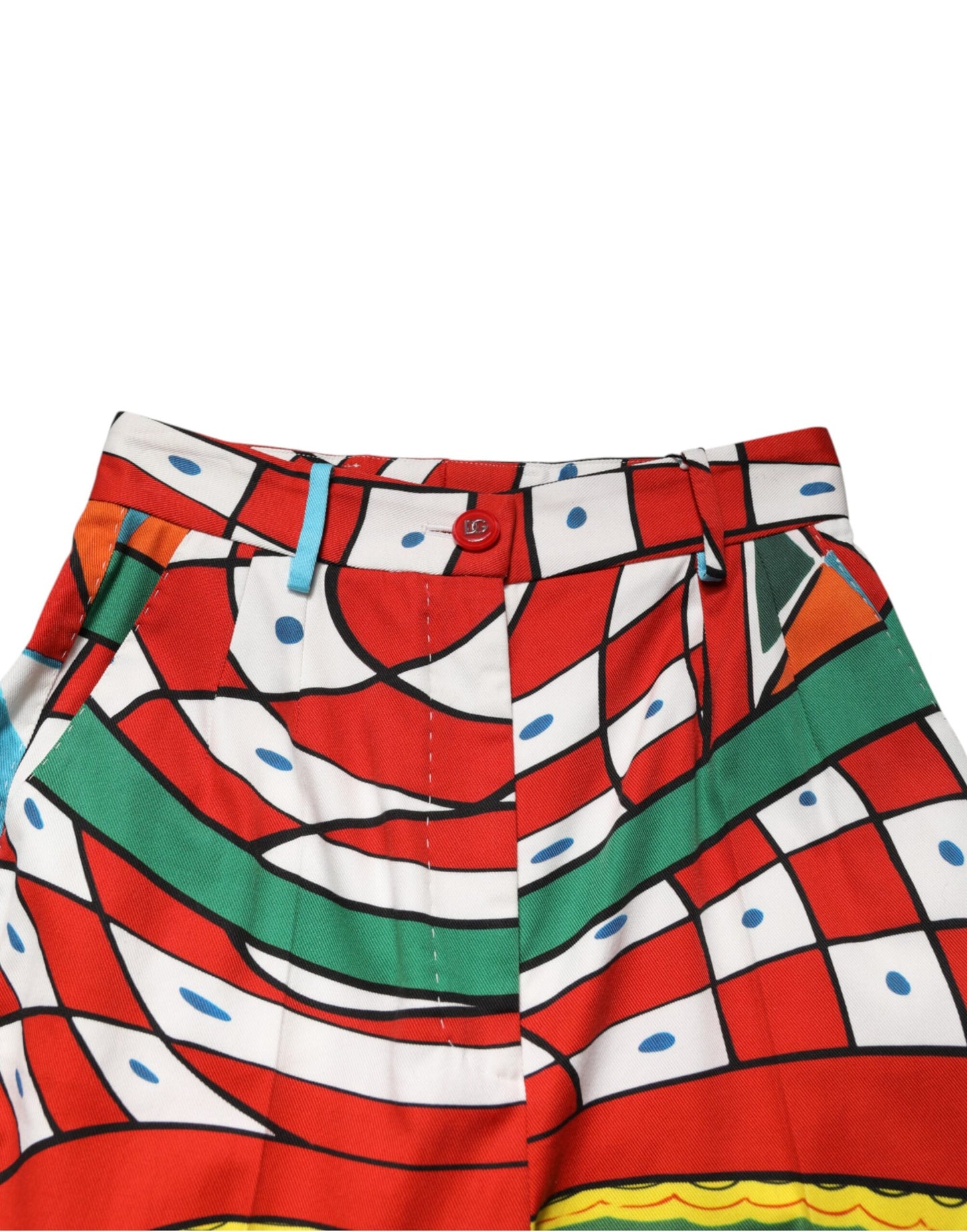 Dolce & Gabbana Multicolor Geometric Pattern Straight Pants Dolce & Gabbana
