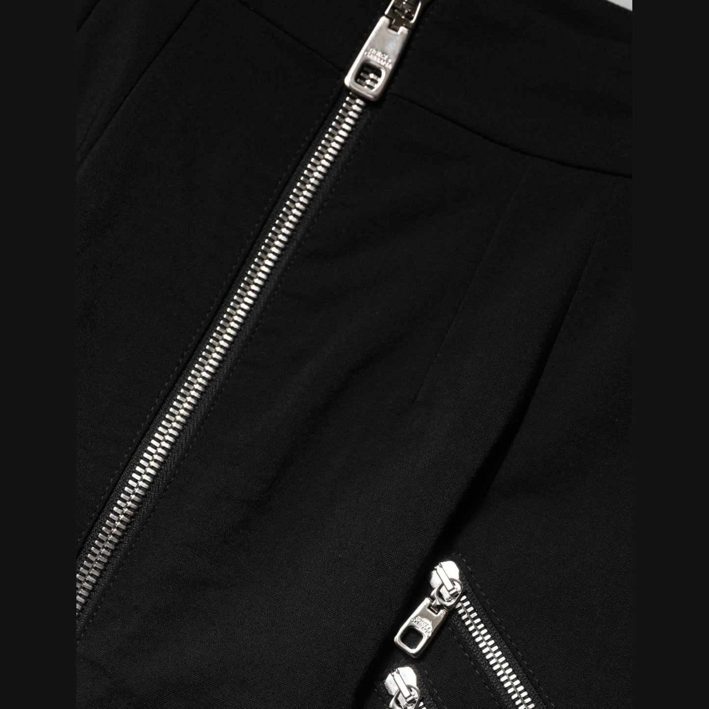Dolce & Gabbana Black Polyester Zipper High Waist Mini Skirt Dolce & Gabbana