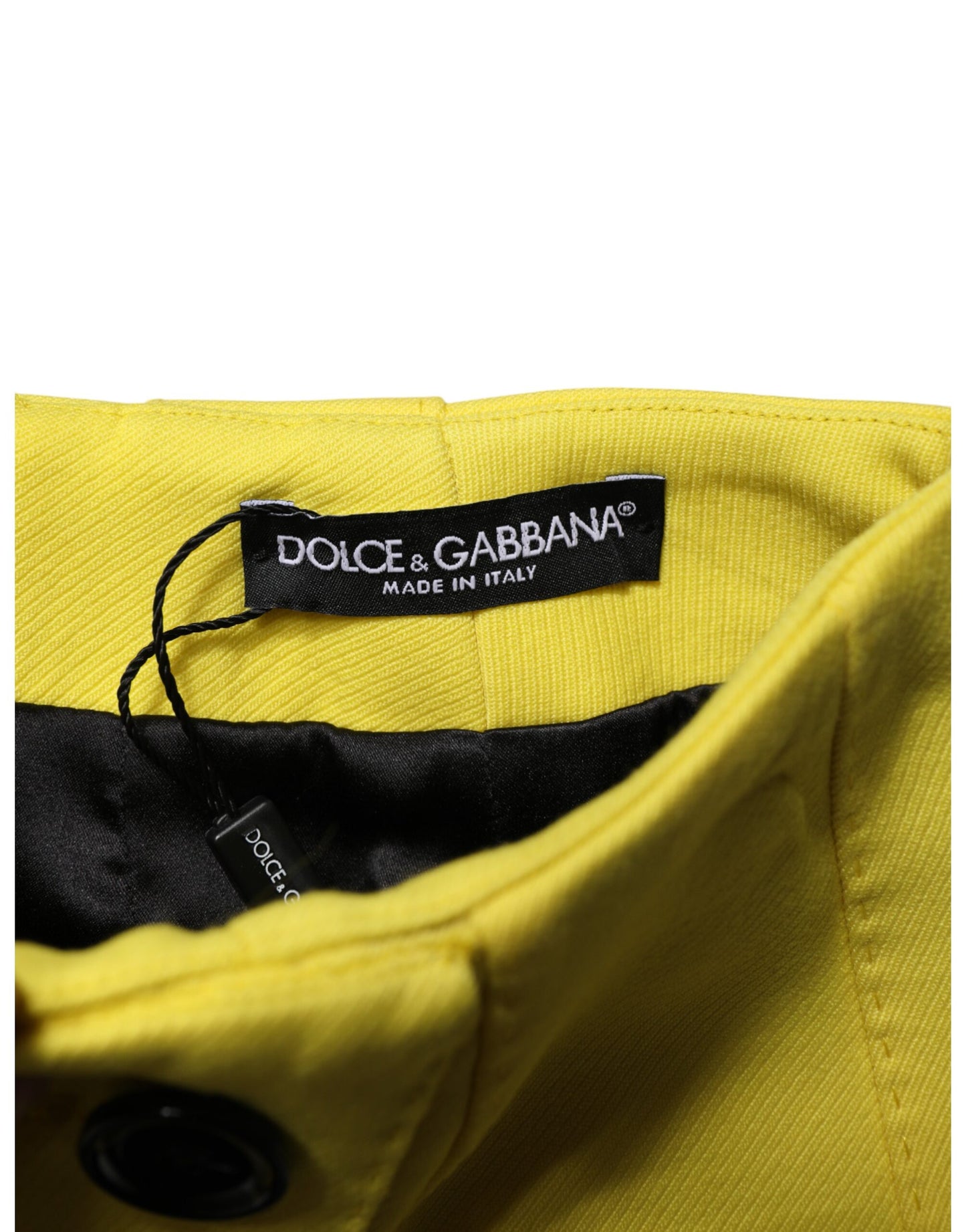 Dolce & Gabbana Yellow Wool Buttoned High Waist Mini Skirt Dolce & Gabbana