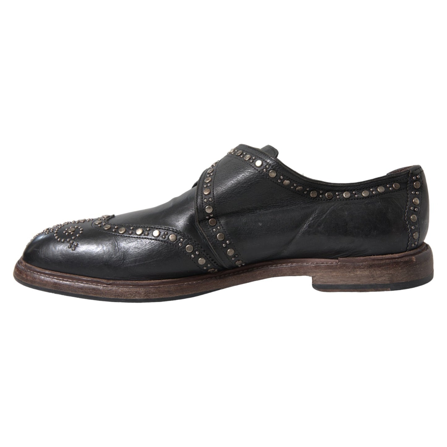 Dolce & Gabbana Black Leather Monk Strap Studded Dress Shoes Dolce & Gabbana