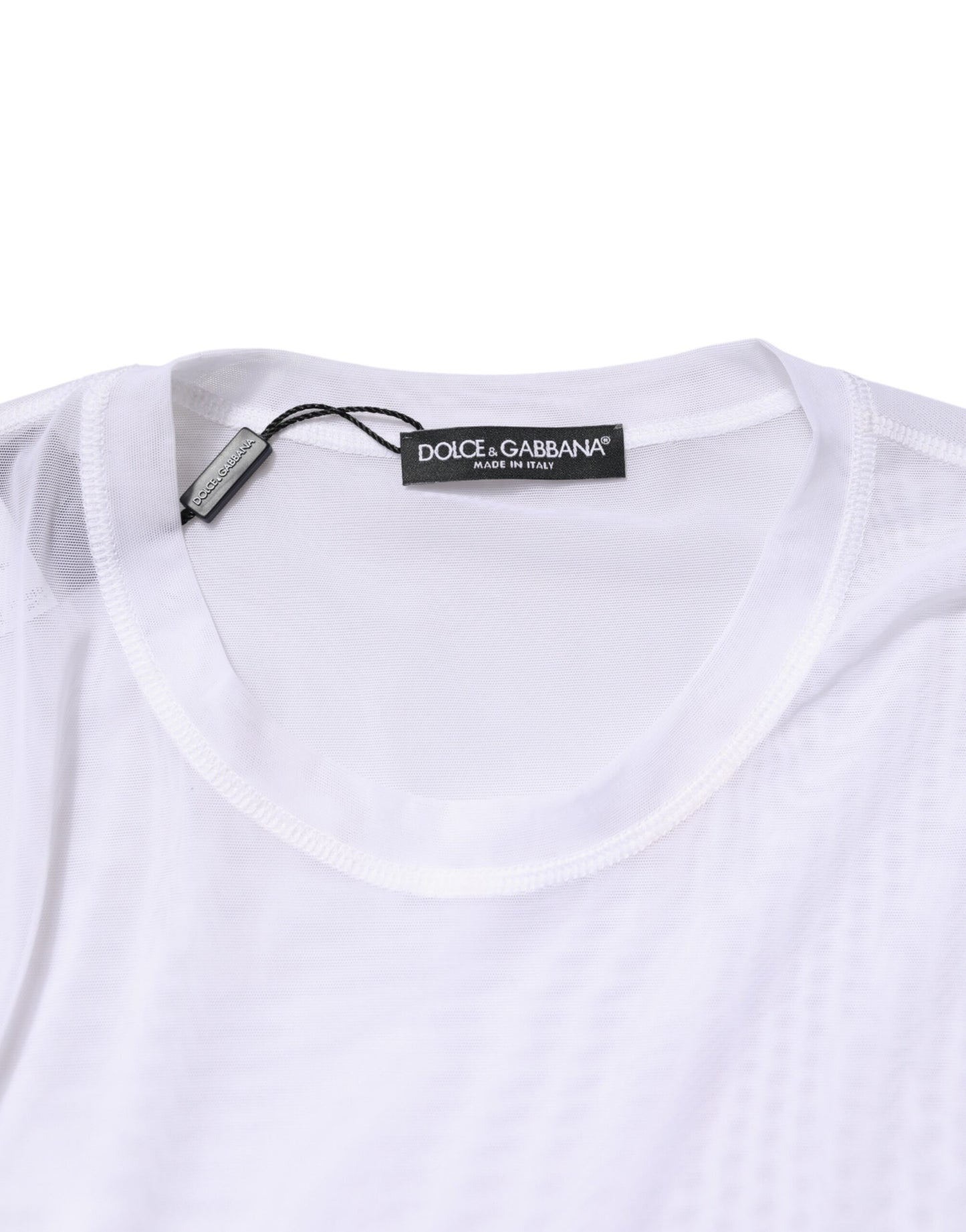 Dolce & Gabbana White Nylon Long Sleeves Crewneck T-Shirt Dolce & Gabbana
