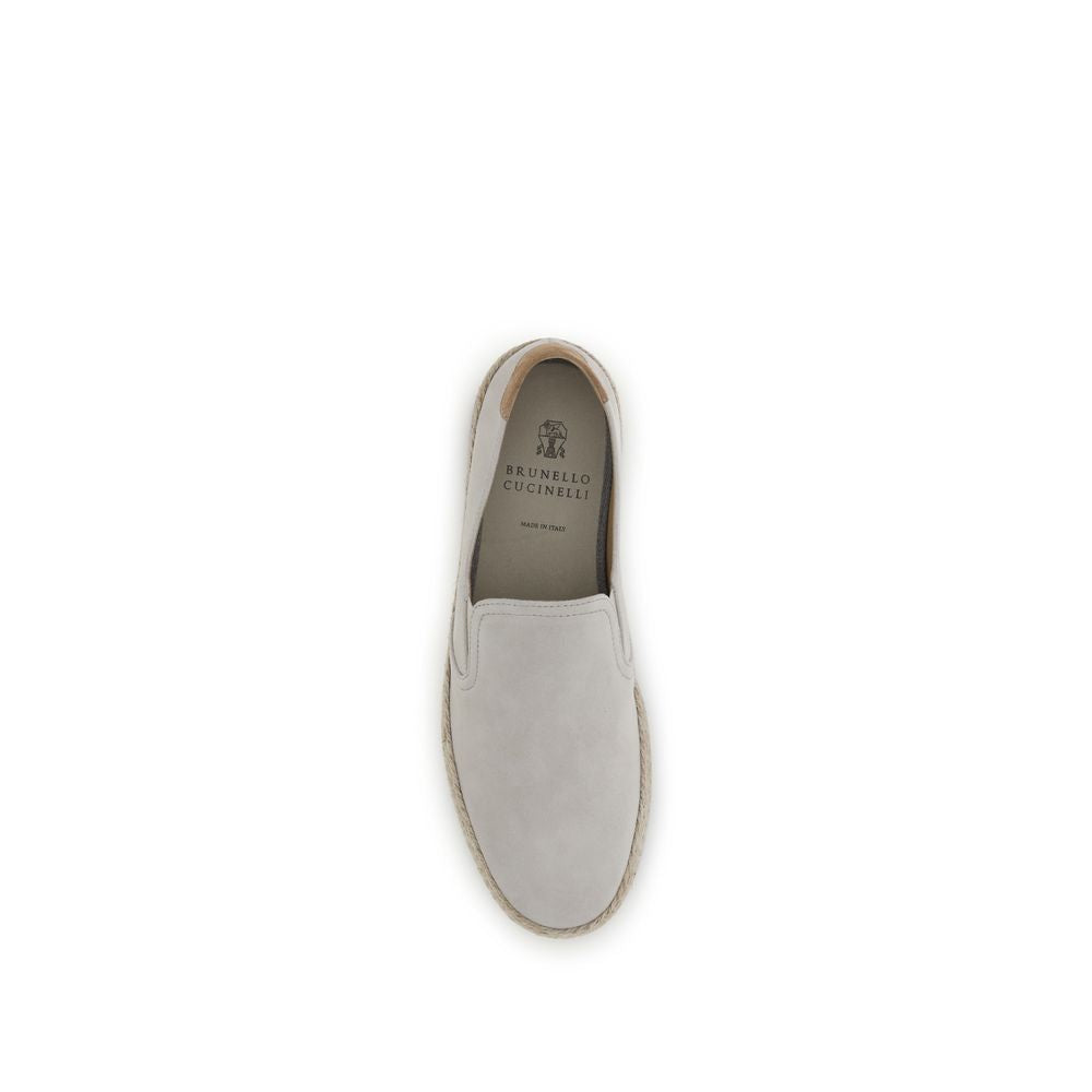 Brunello Cucinelli Gray Calf Leather Bos Taurus Low Top Sneakers Brunello Cucinelli