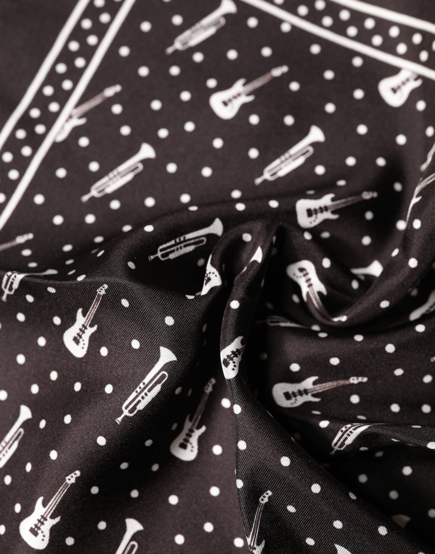 Dolce & Gabbana Black Guitar Trumpet Men Handkerchief Scarf Dolce & Gabbana