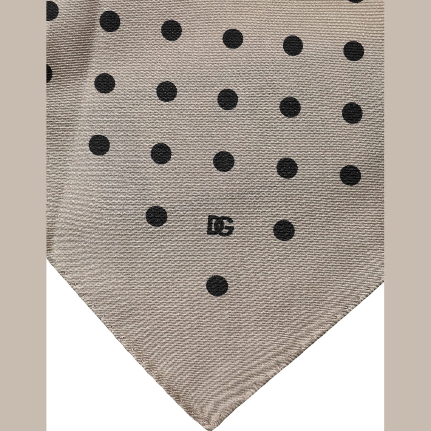 Dolce & Gabbana Brown Polka Dot Square Handkerchief Scarf Dolce & Gabbana