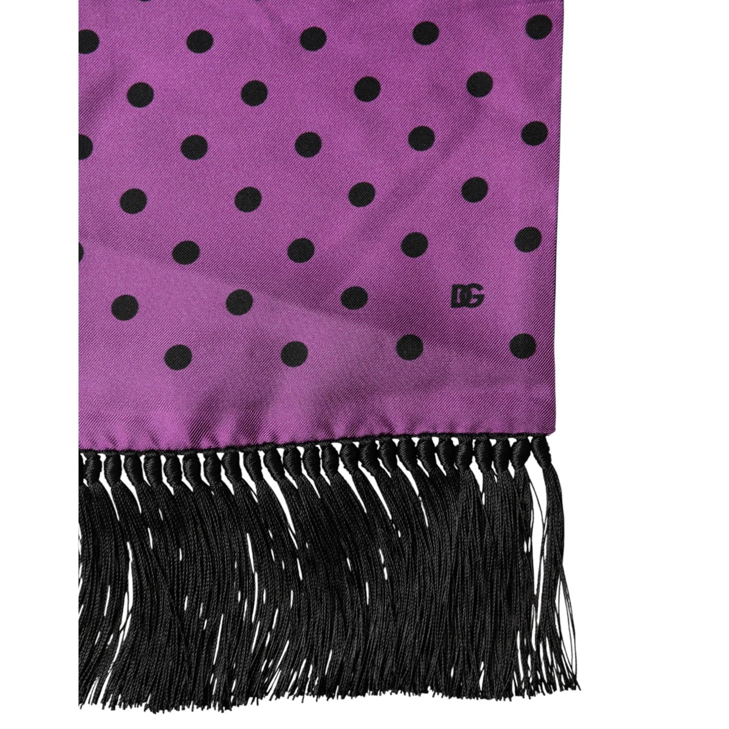 Dolce & Gabbana Violet Polka Dot Fringes Neck Foulard Scarf Dolce & Gabbana
