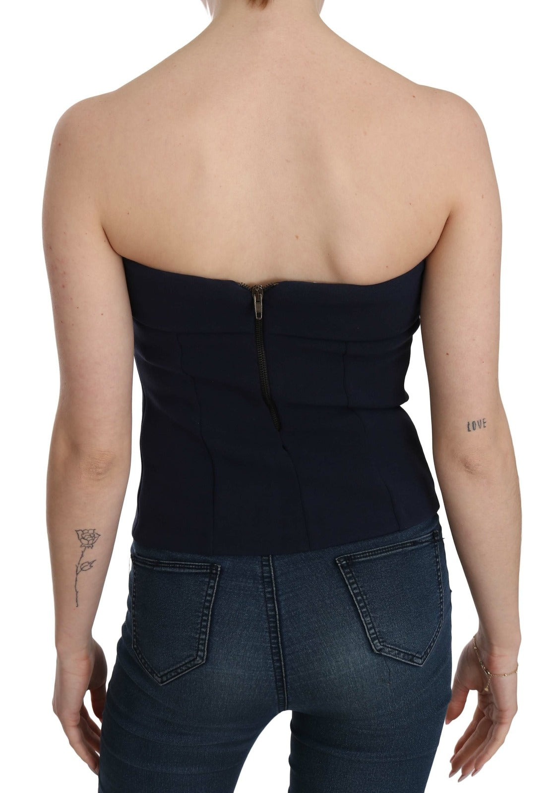 Costume National Strapless Zipper Back Tube Top Blouse Costume National