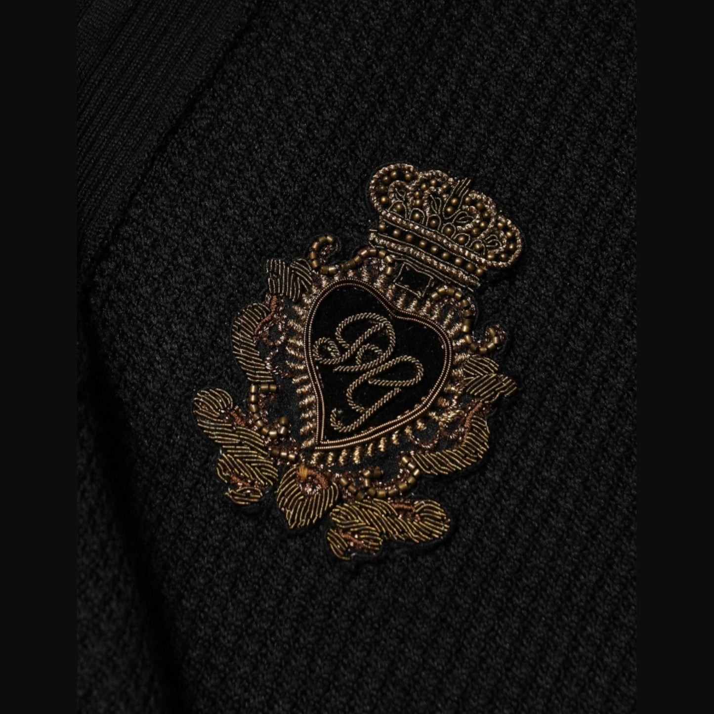 Dolce & Gabbana Black Crest Long Sleeve Men Pullover Sweater Dolce & Gabbana
