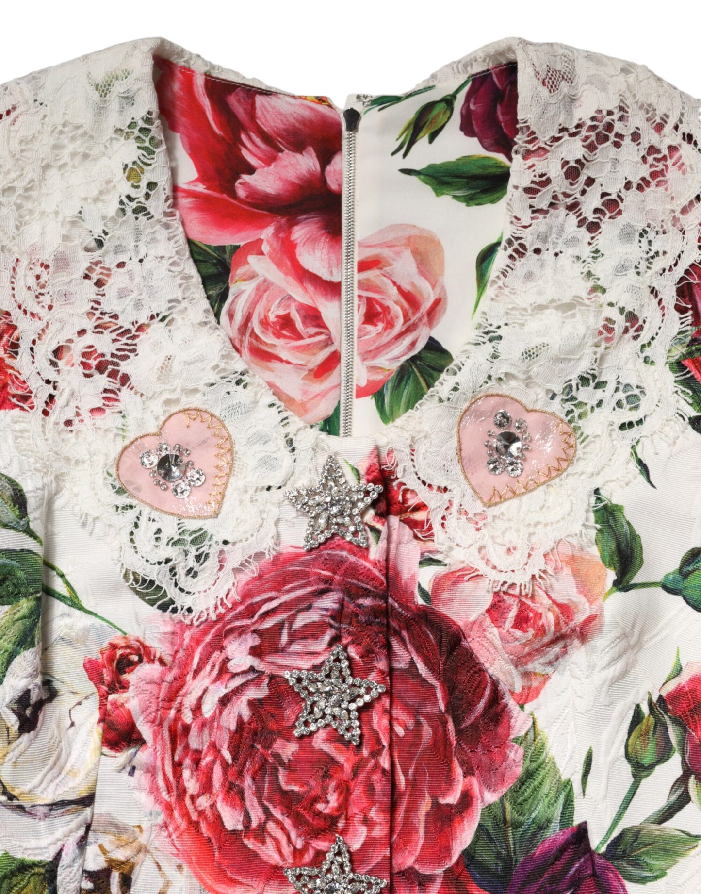 Dolce & Gabbana White Floral Embellished Sheath Mini Dress Dolce & Gabbana