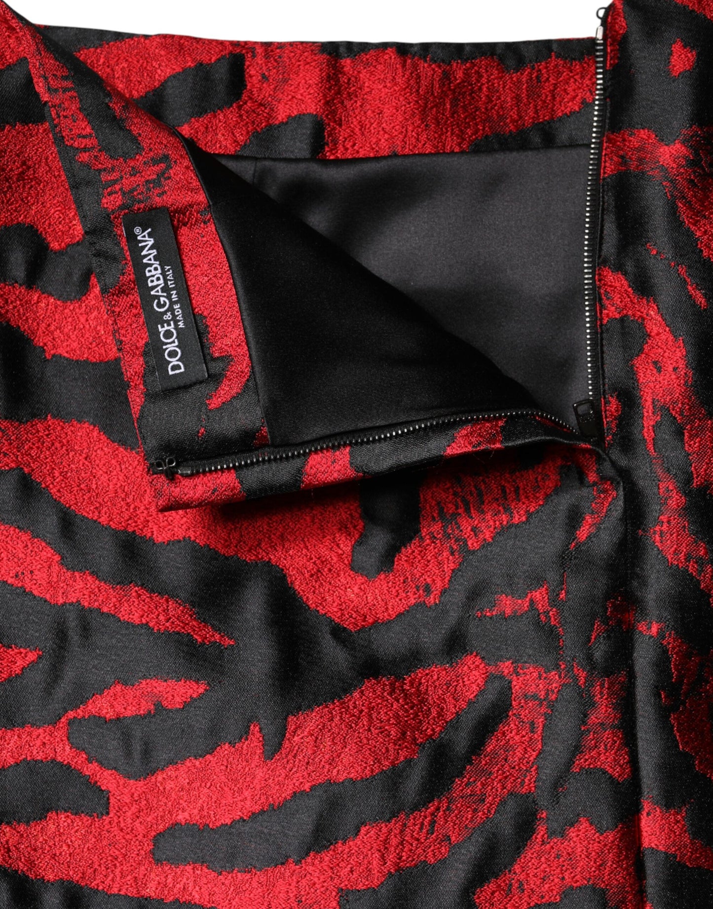 Dolce & Gabbana Black Red Jacquard High Waist Mini Skirt Dolce & Gabbana