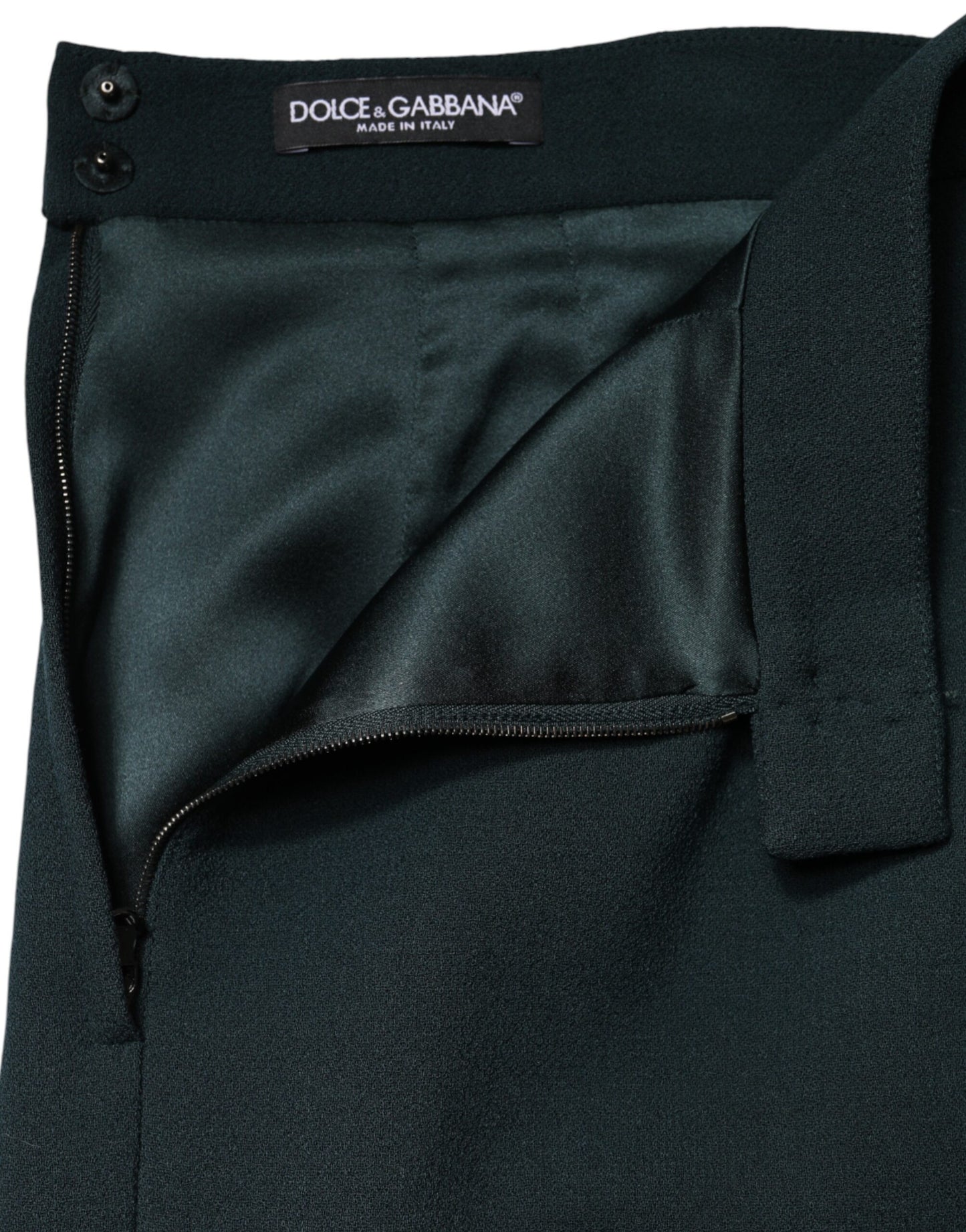 Dolce & Gabbana Dark Green Mid Waist Pencil Cut Mini Skirt Dolce & Gabbana