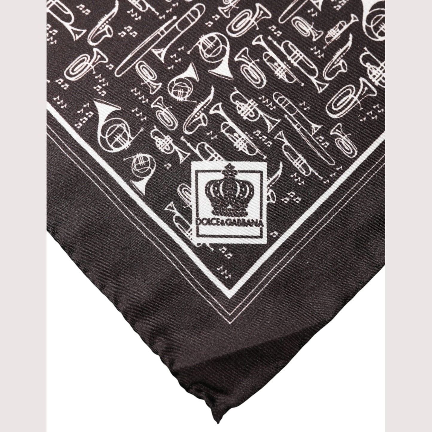 Dolce & Gabbana Brown Jazz Club Square Handkerchief Men 32cm x 31cm Scarf