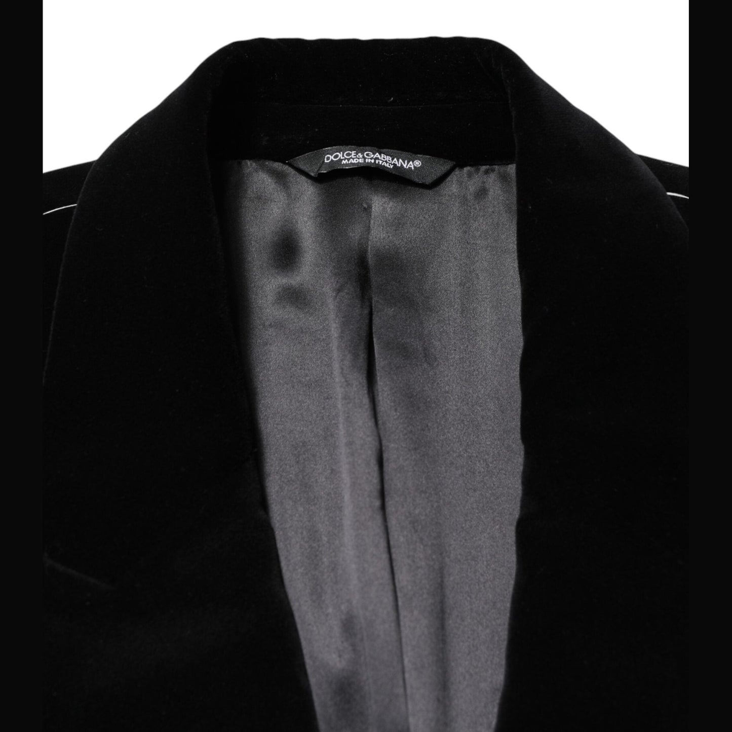 Dolce & Gabbana Black Cotton Velvet Long Trench Coat Jacket Dolce & Gabbana